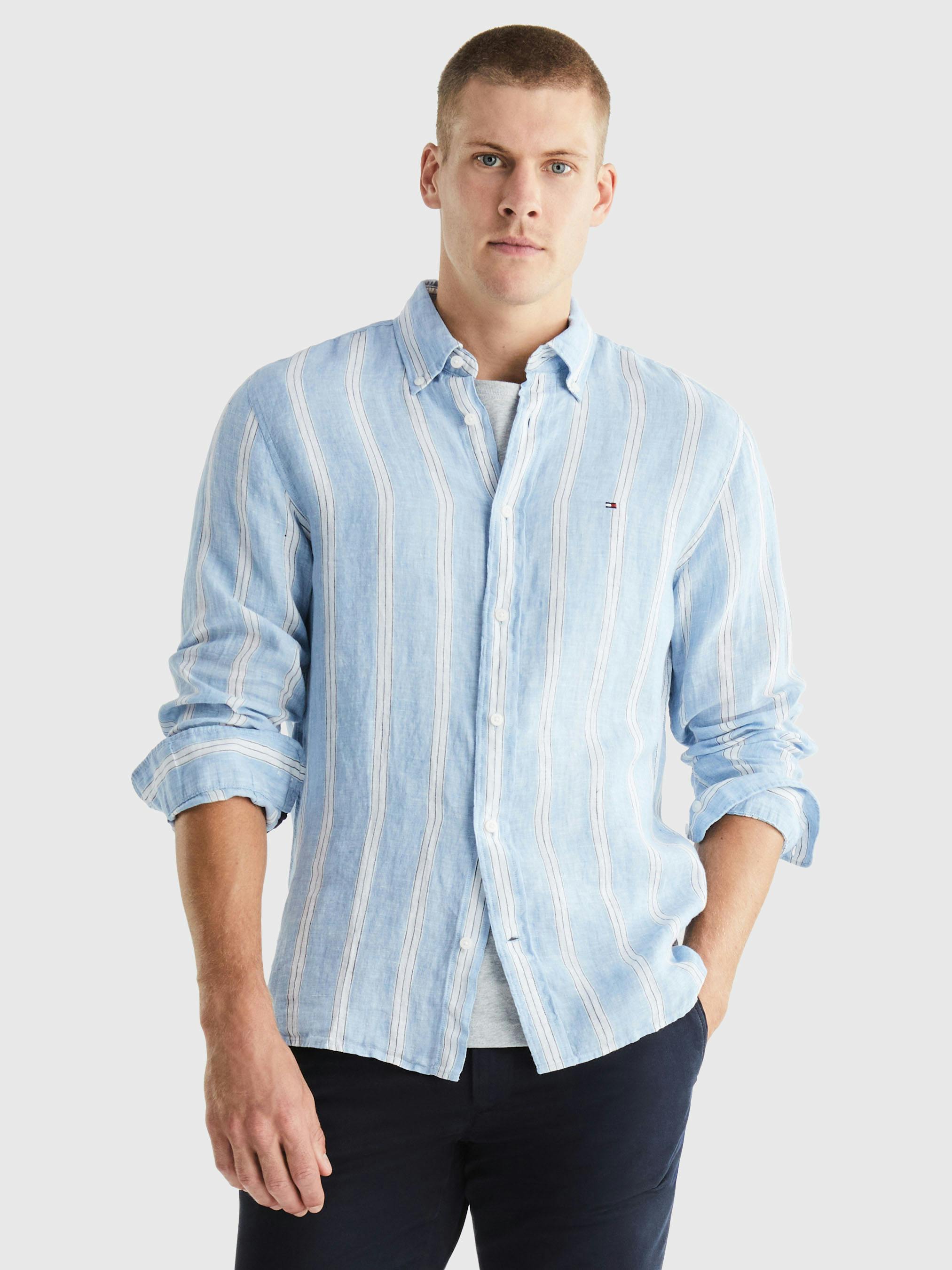 Linen Triple Stripe Regular Fit Shirt | Shirts | Tommy Hilfiger