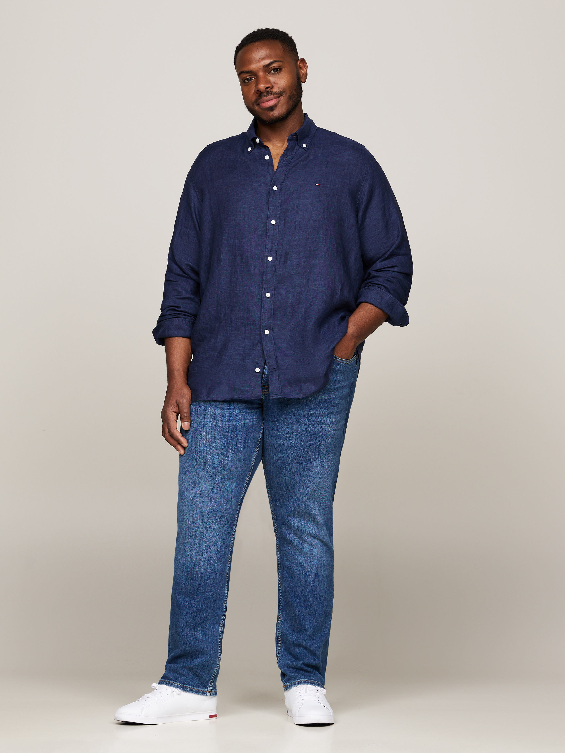★★ ★★ Regular fit pigment-dyed linen shirt MW35207_DCC_FNT