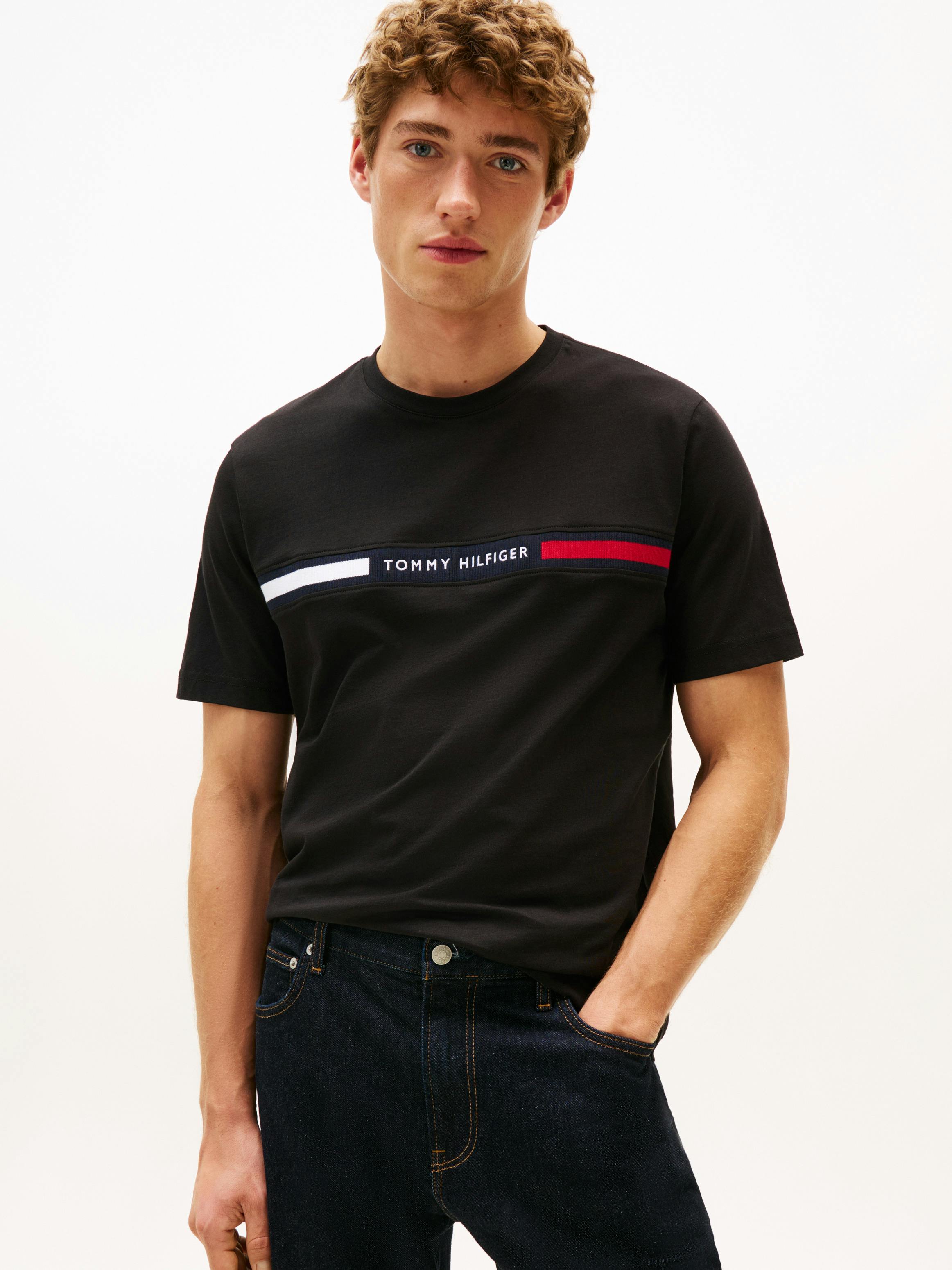 Crew Neck Logo Panel T-Shirt T-Shirts Tommy Hilfiger