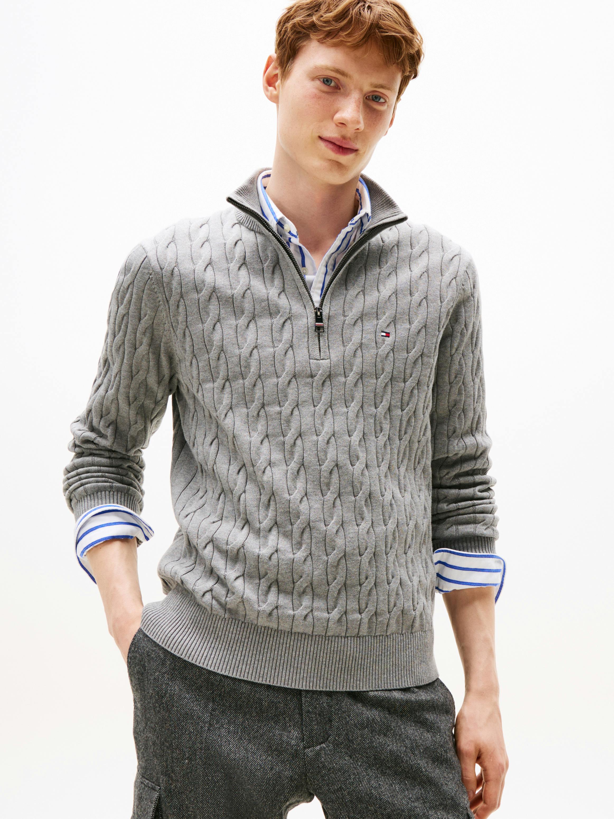 Zip Fleece Zip Jumper Tommy Hilfiger Pullover Zip Cable Knit Half