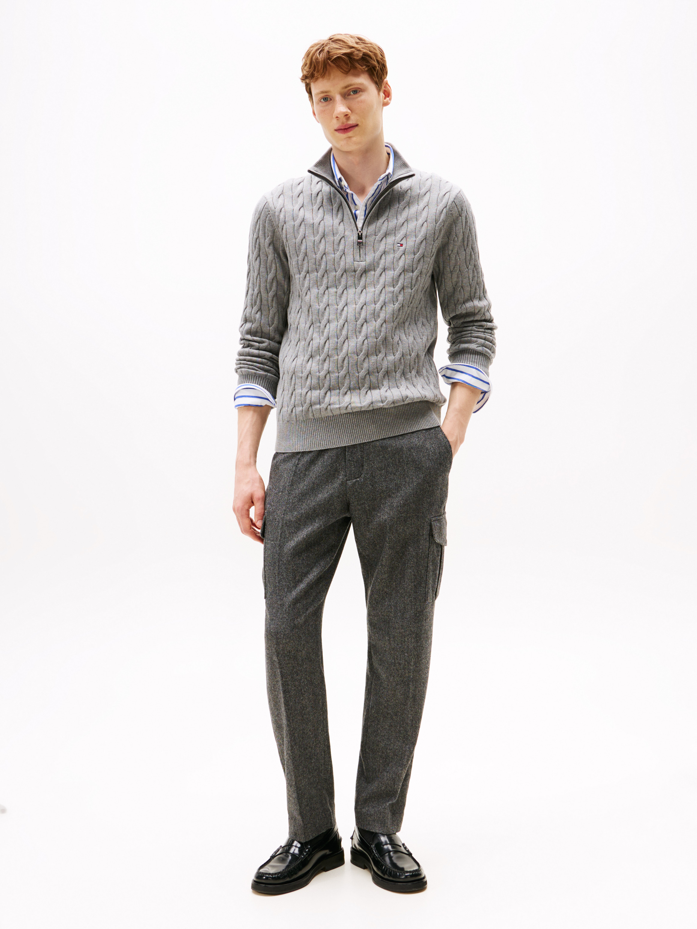 Cable Knit Half-Zip Jumper | Knitwear | Tommy Hilfiger