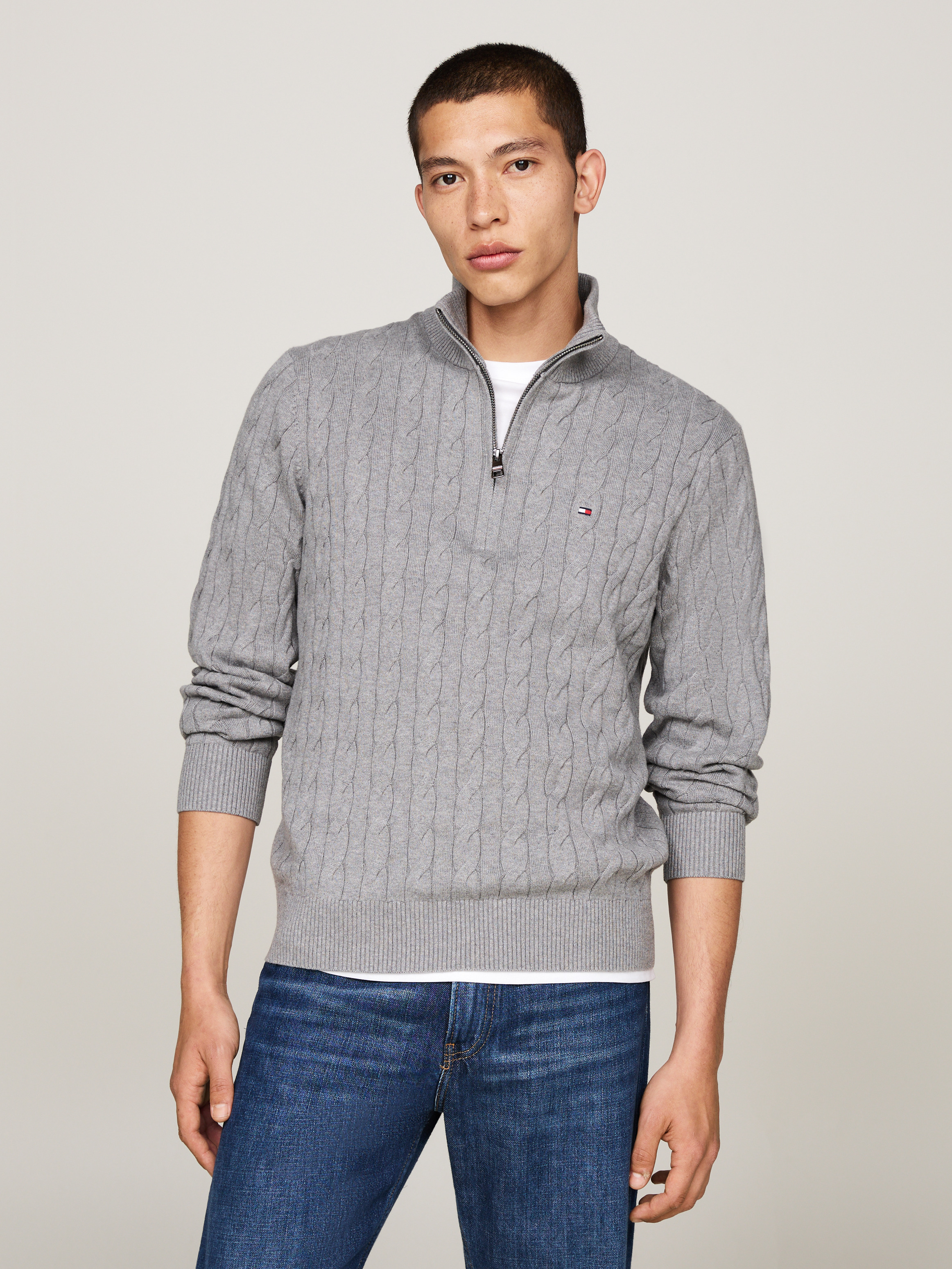 Cable Knit Half Zip Jumper Knitwear Tommy Hilfiger