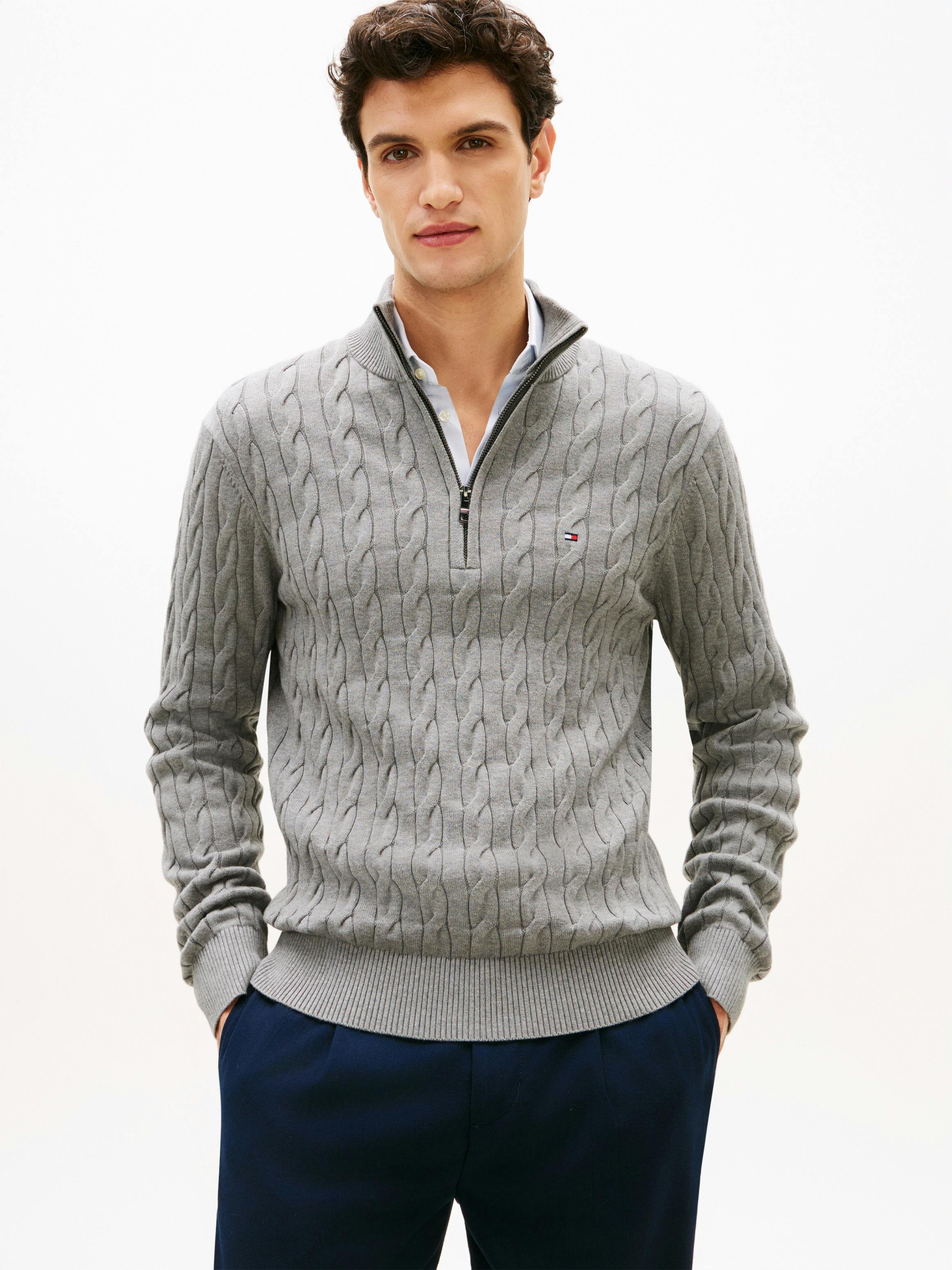 Cable Knit Half-Zip Jumper | Knitwear | Tommy Hilfiger