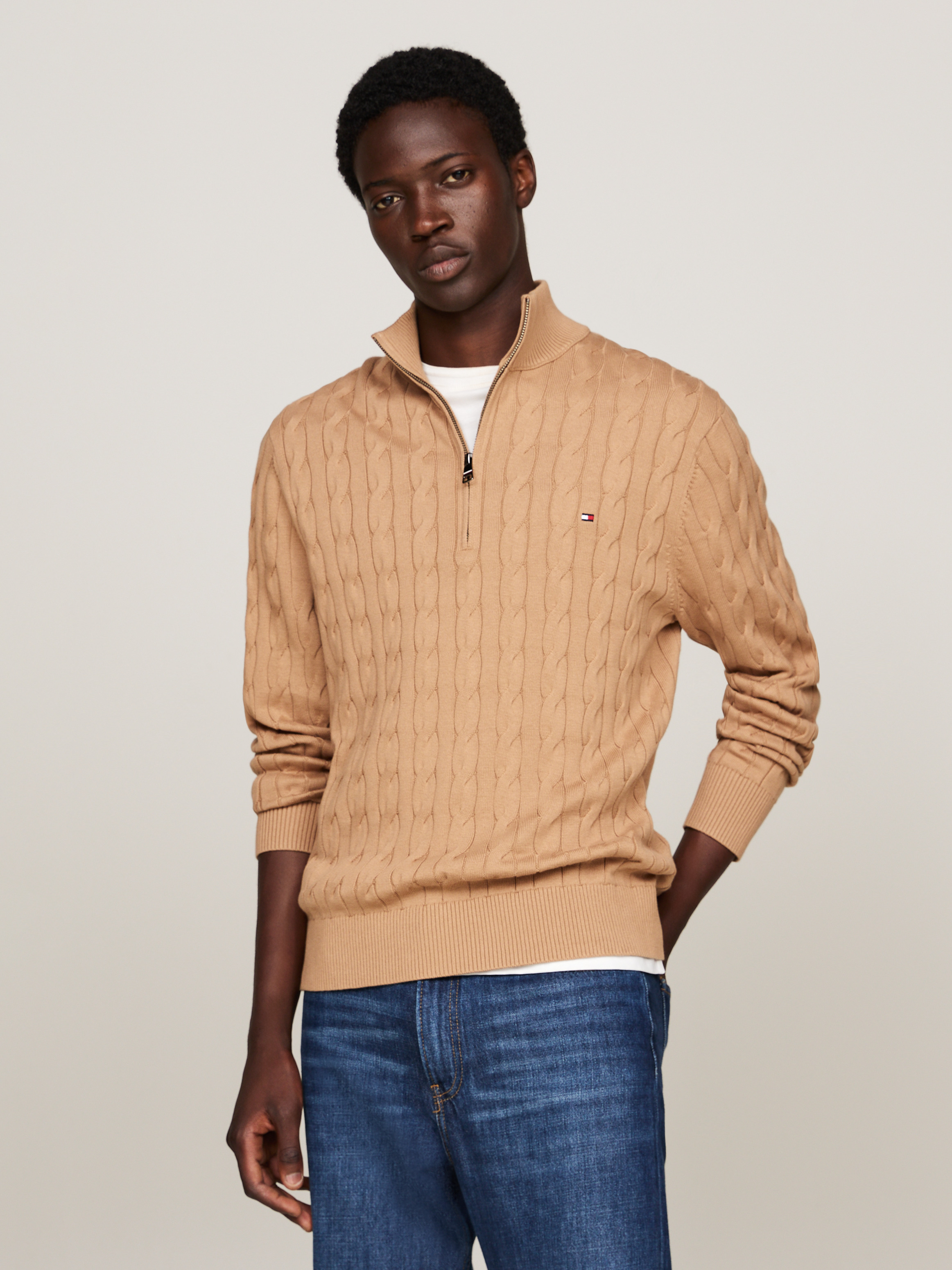 Cable Knit Half Zip Jumper Knitwear Tommy Hilfiger