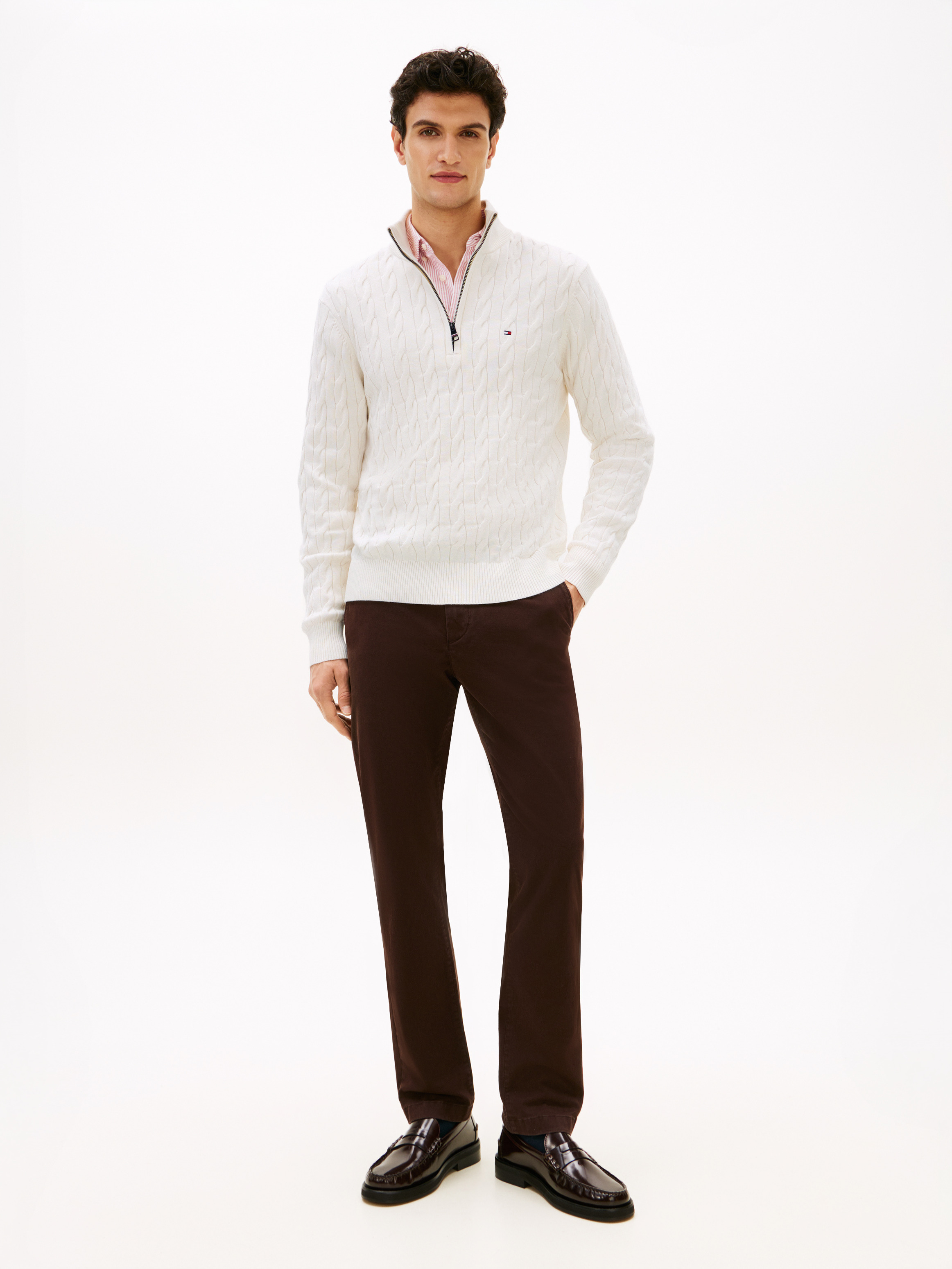 Cable Knit Half-Zip Jumper | Knitwear | Tommy Hilfiger
