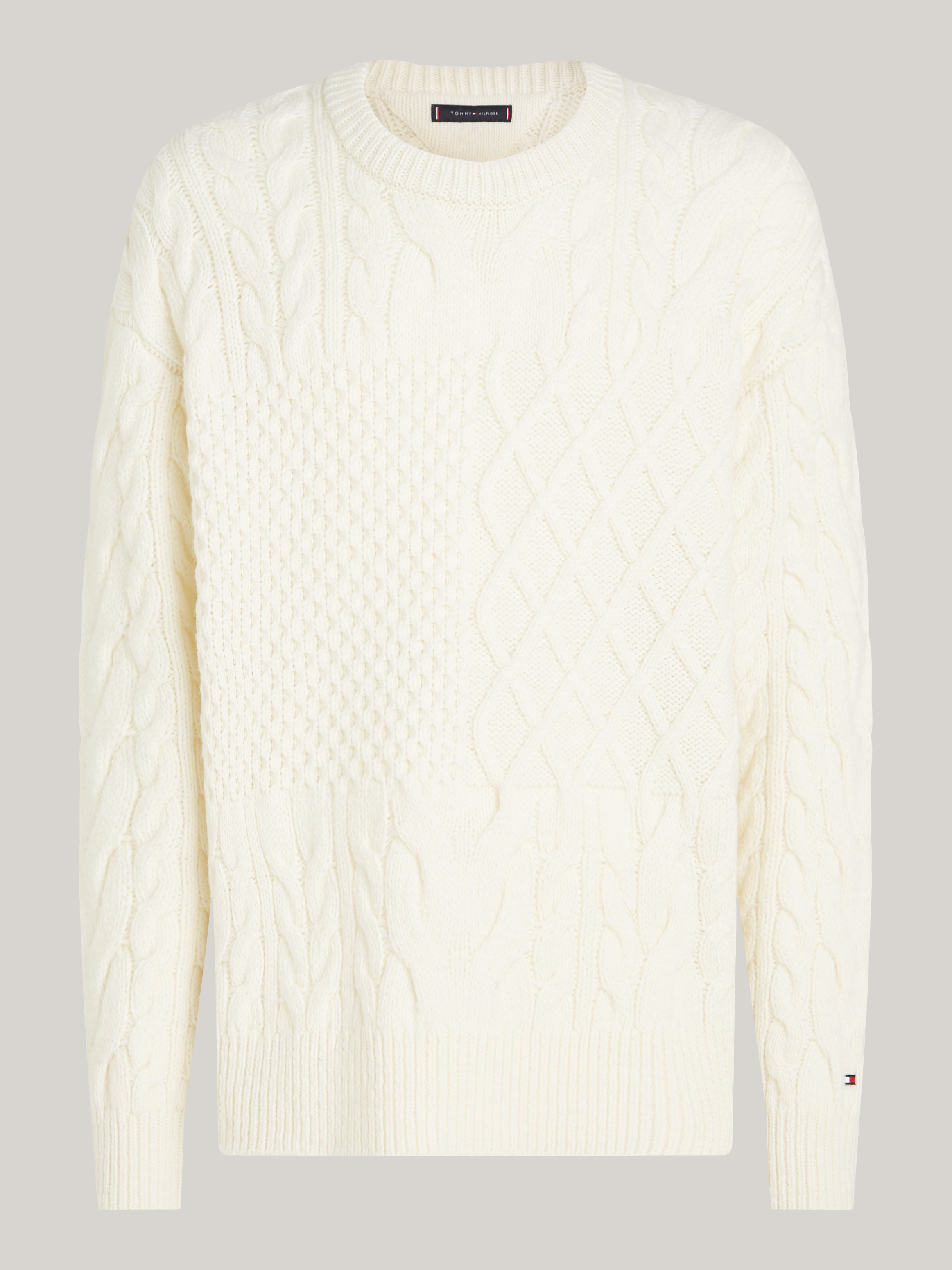 Wool Rich Cable Knit V-Neck Jumper | Knitwear | Tommy Hilfiger