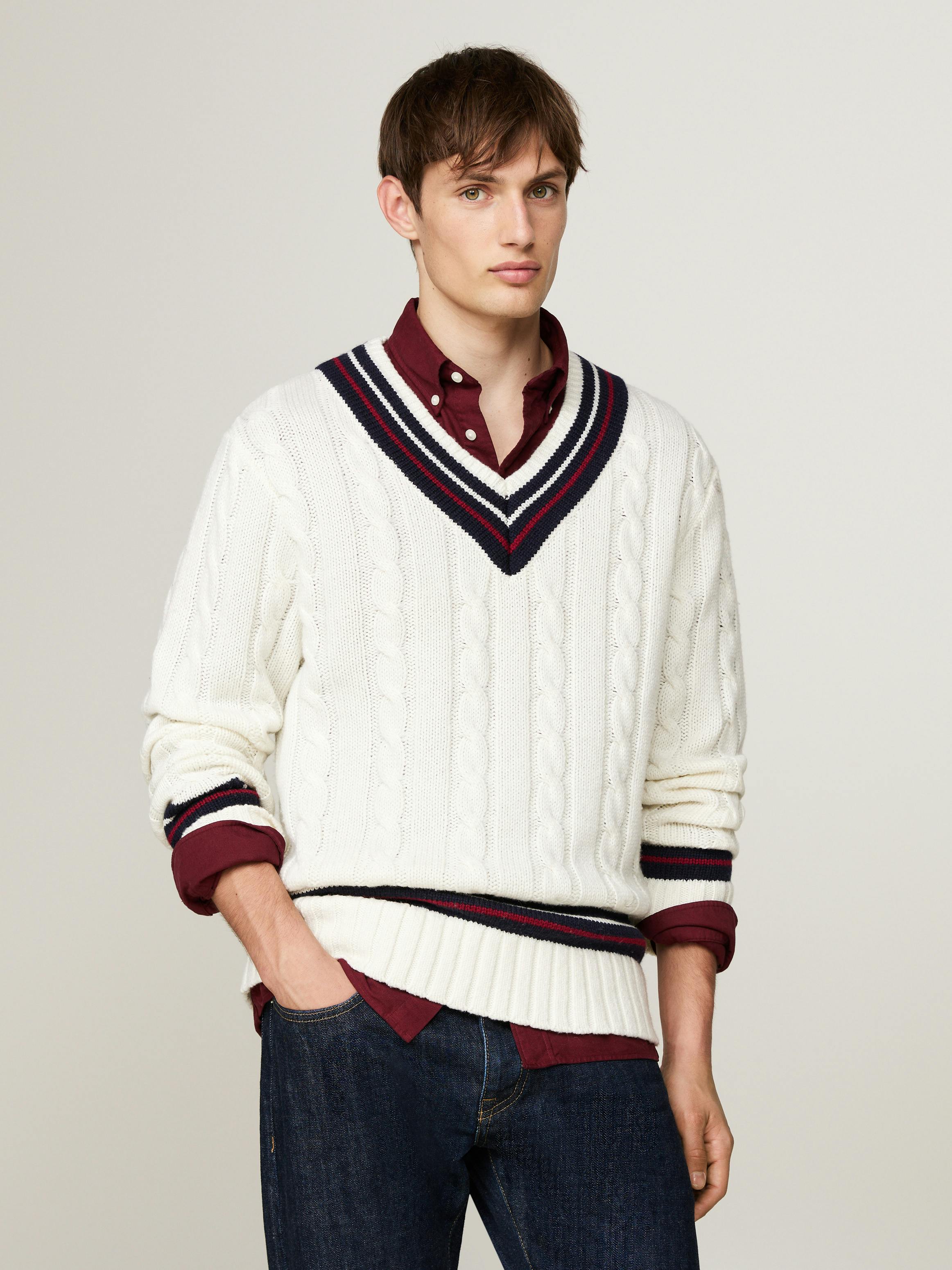 Textured Sweater Tommy Hilfiger Men's V Neck Jumper Textured