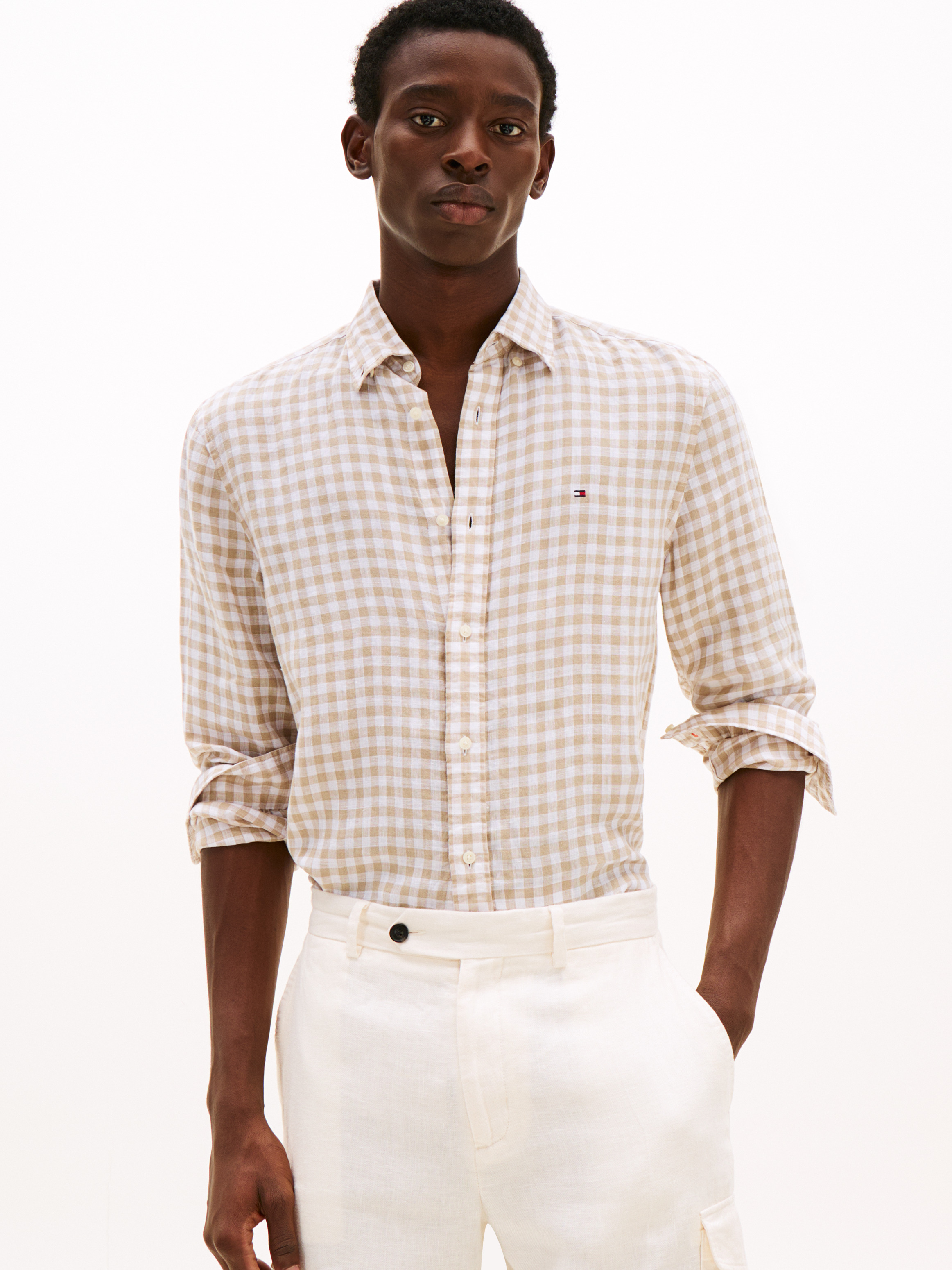 Regular Fit Linen Gingham Check Shirt