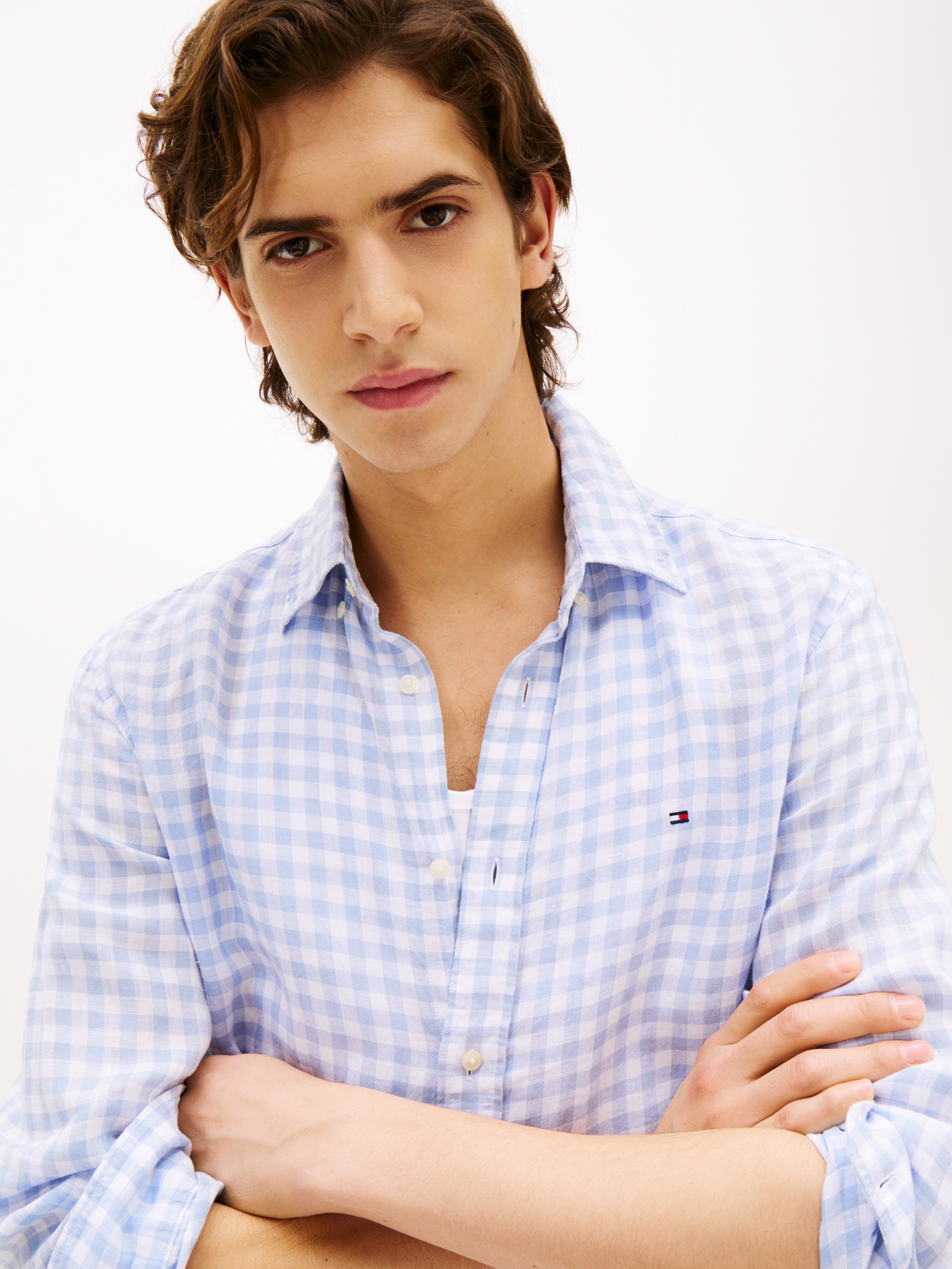 【MODERNIF】Siseu linen check shirt Linen Check Shirt – Sahara