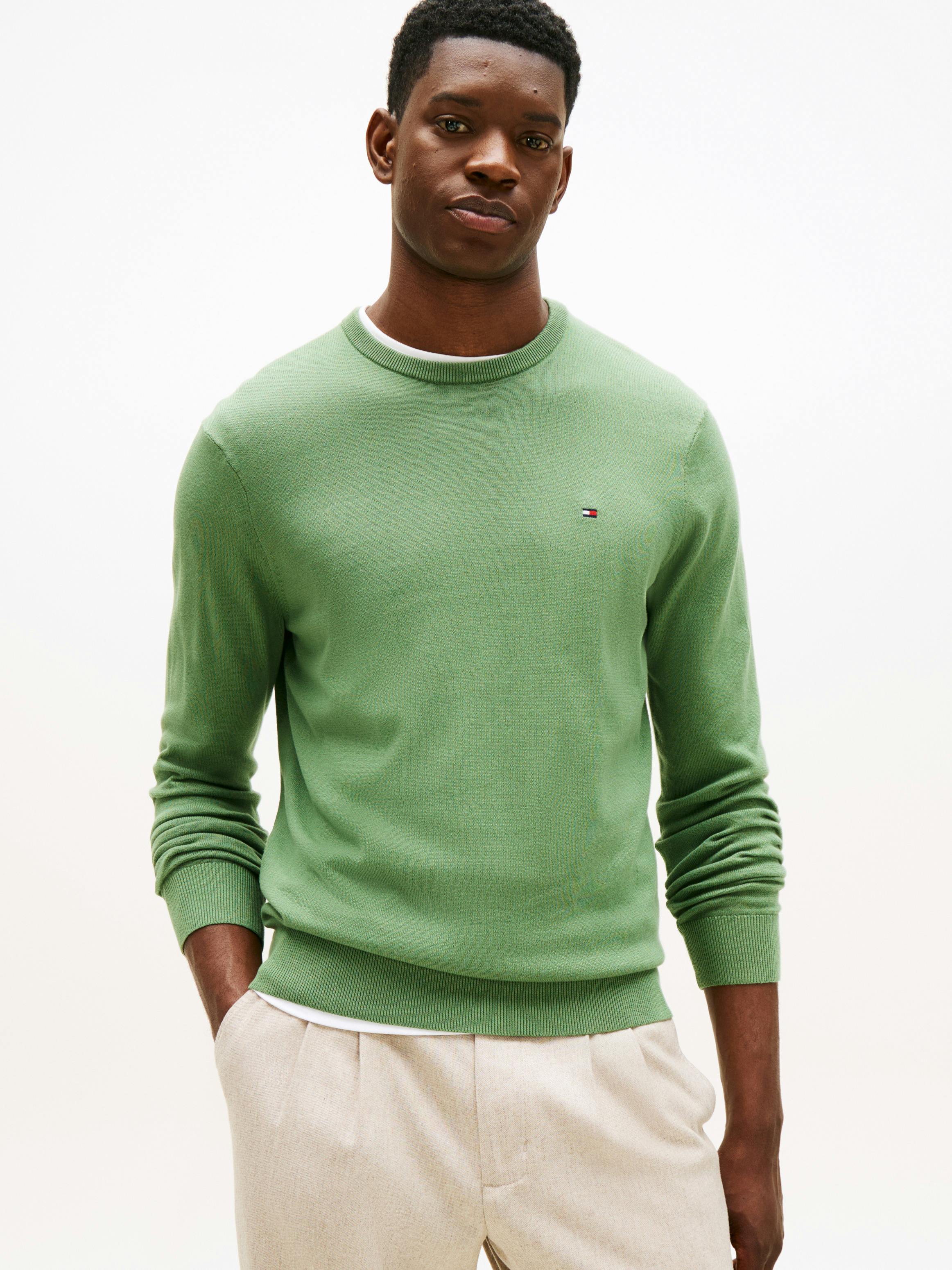 Flag Embroidery Crew Neck Jumper | Knitwear | Tommy Hilfiger