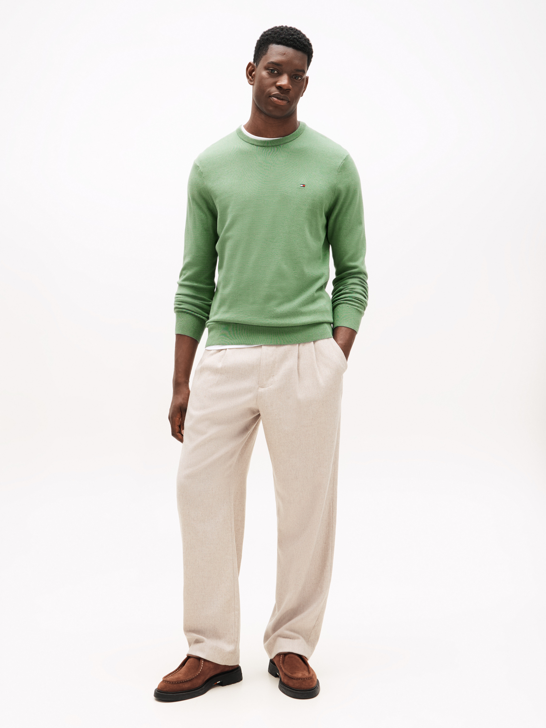 Flag Embroidery Crew Neck Jumper | Knitwear | Tommy Hilfiger