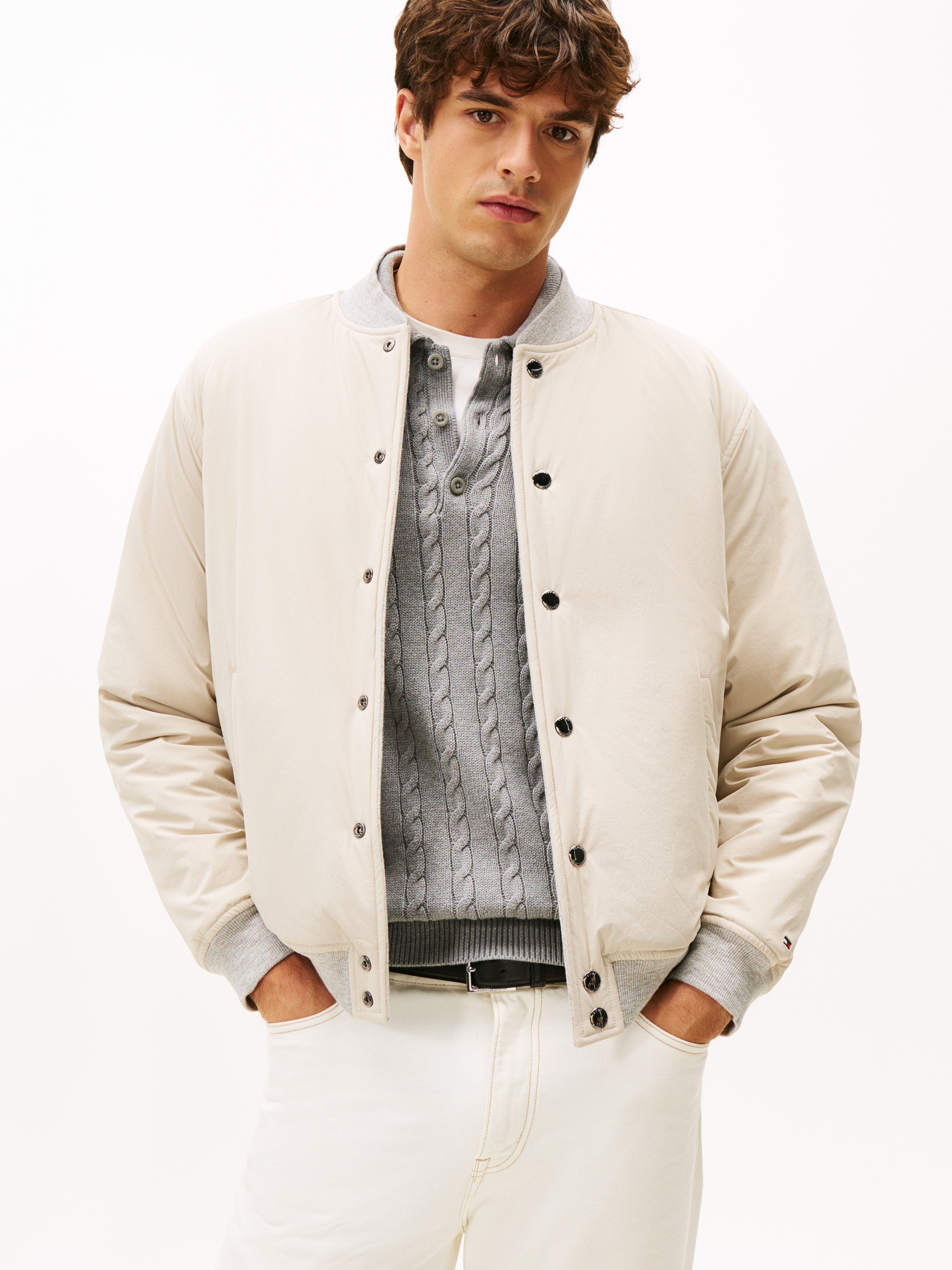 Varsity Crest Embroidery Reversible Bomber Jacket