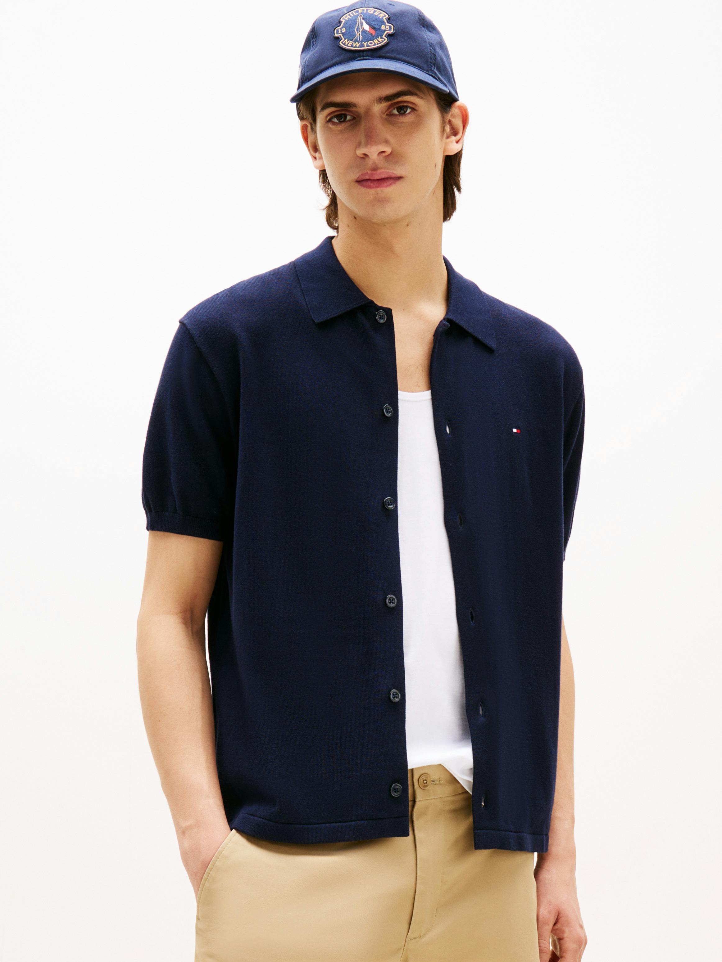 Regular Fit Knit Short Sleeve Overshirt Shirts Tommy Hilfiger