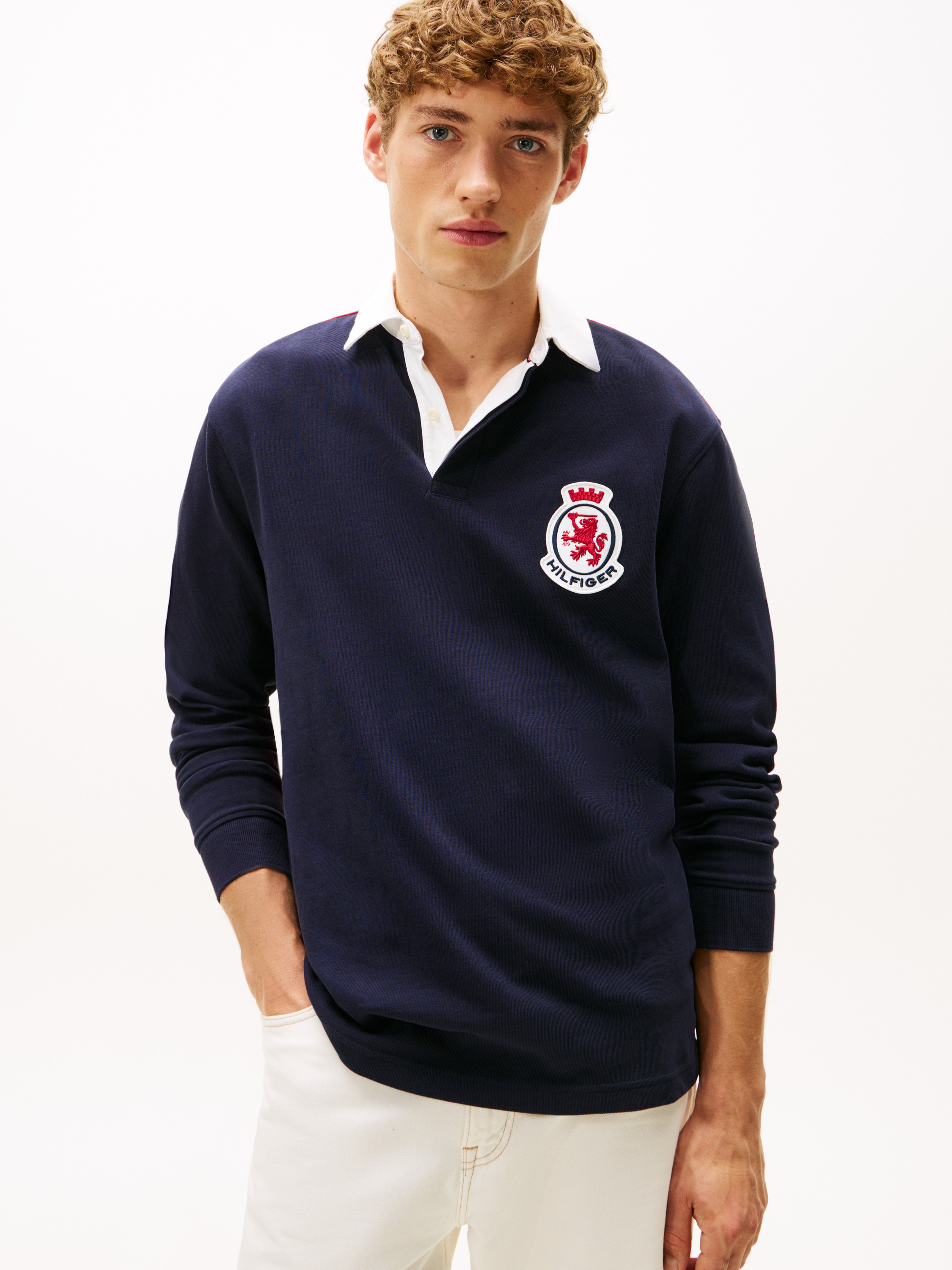 Colour-Blocked Relaxed Rugby Polo Shirt