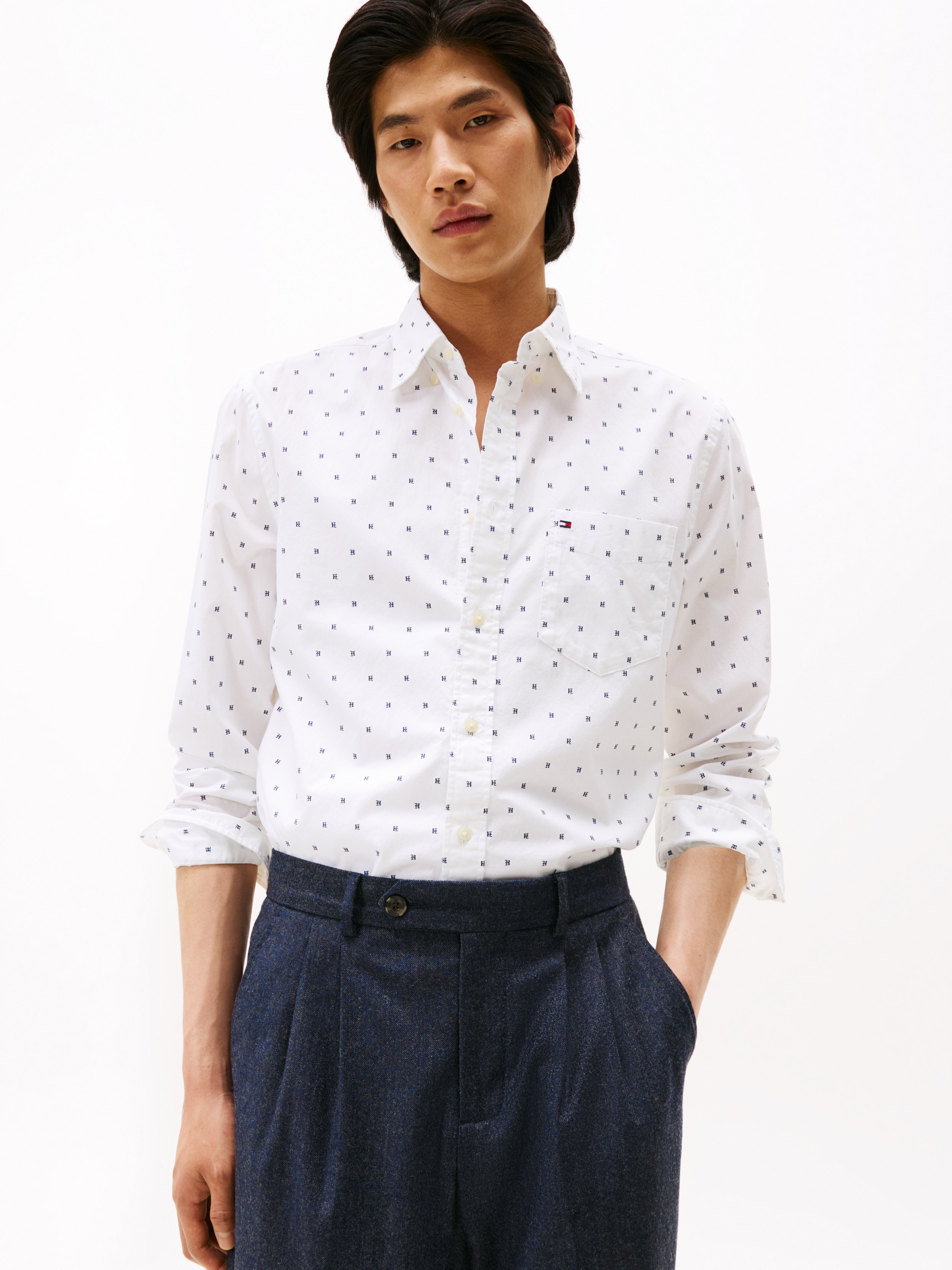 Small Print Flex Poplin Shirt