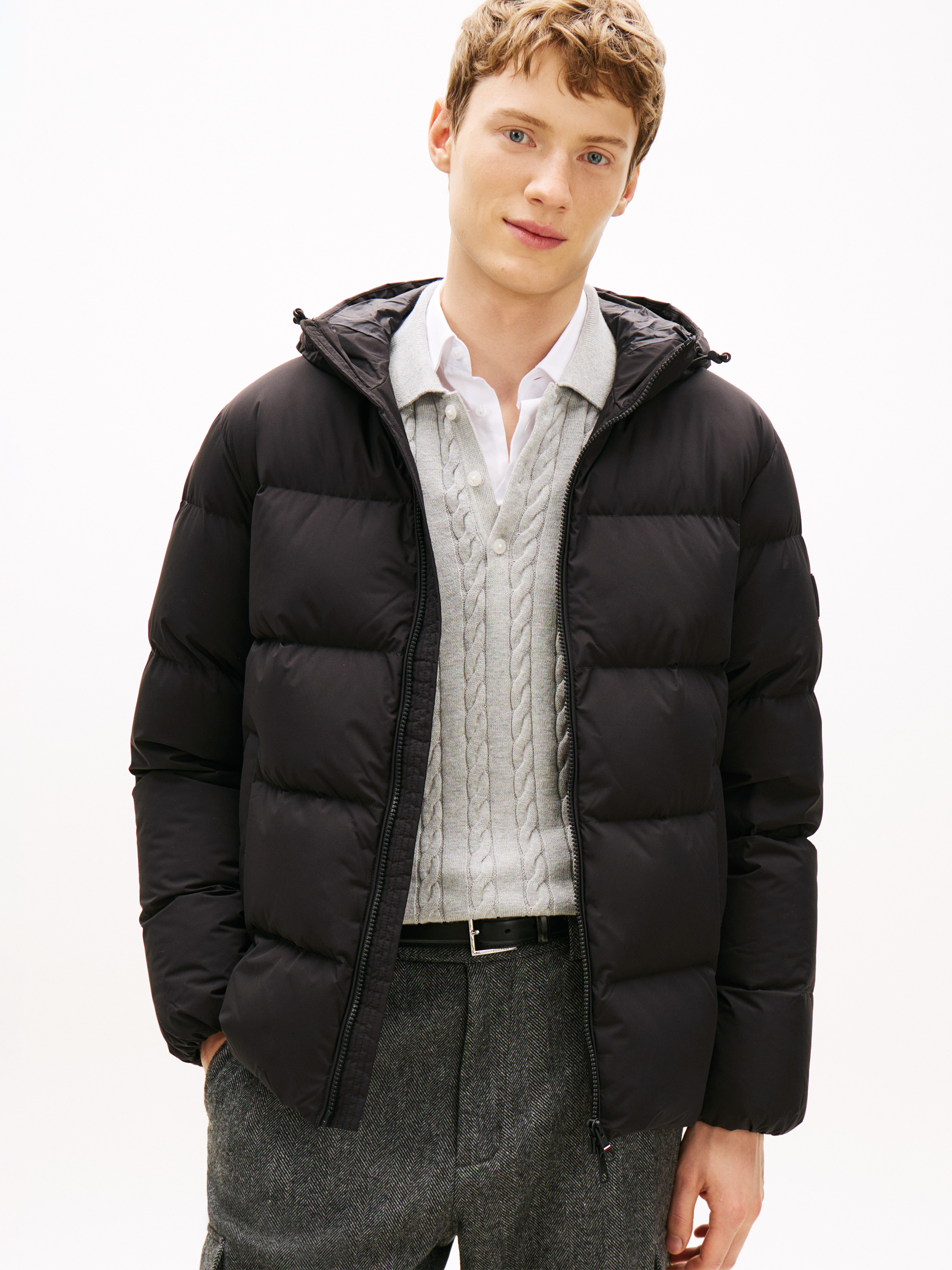 Water Repellent Down Hooded Puffer Jacket