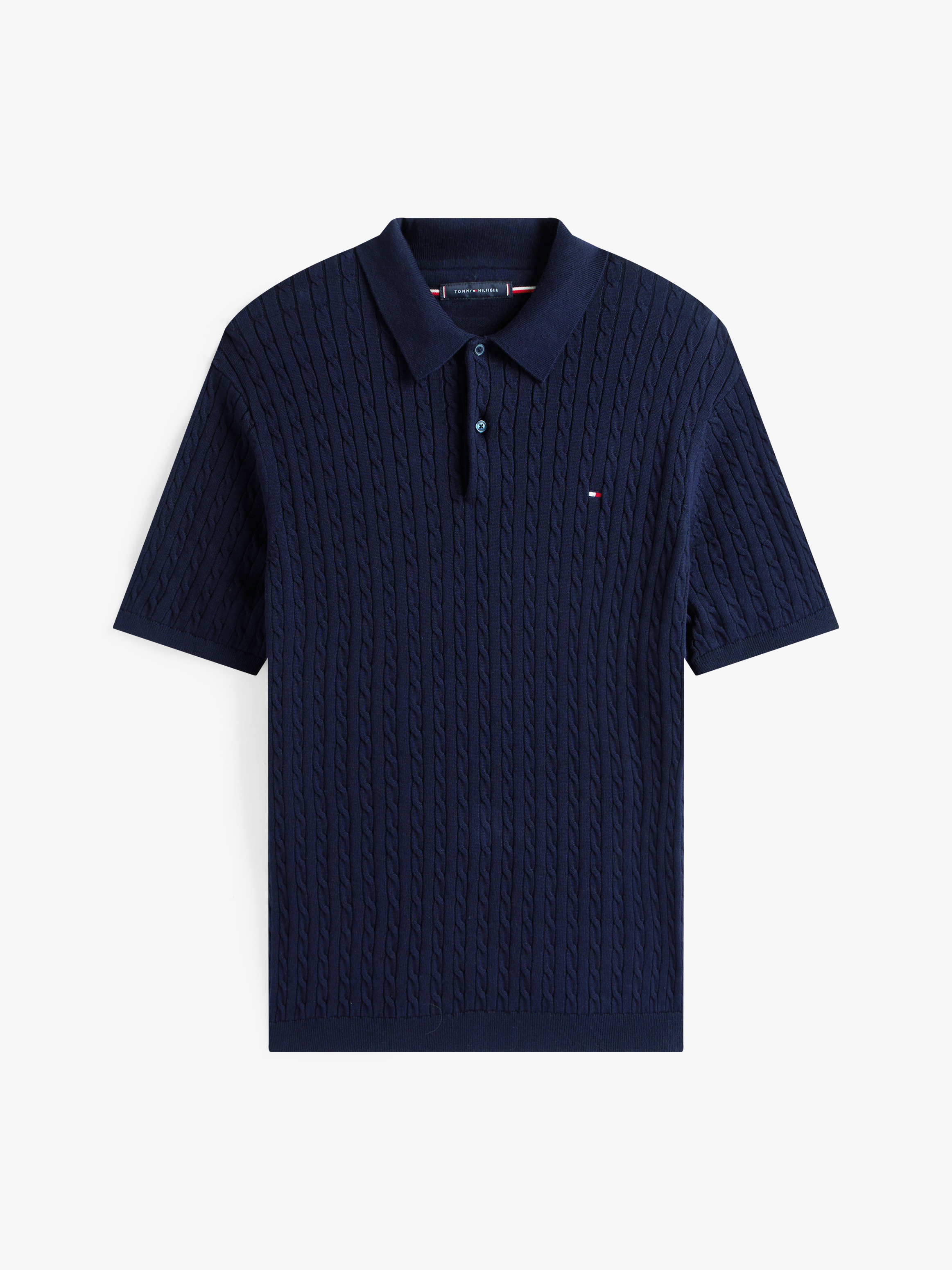 Regular Fit Cable Knit Polo Shirt | Polo Shirts | Tommy Hilfiger