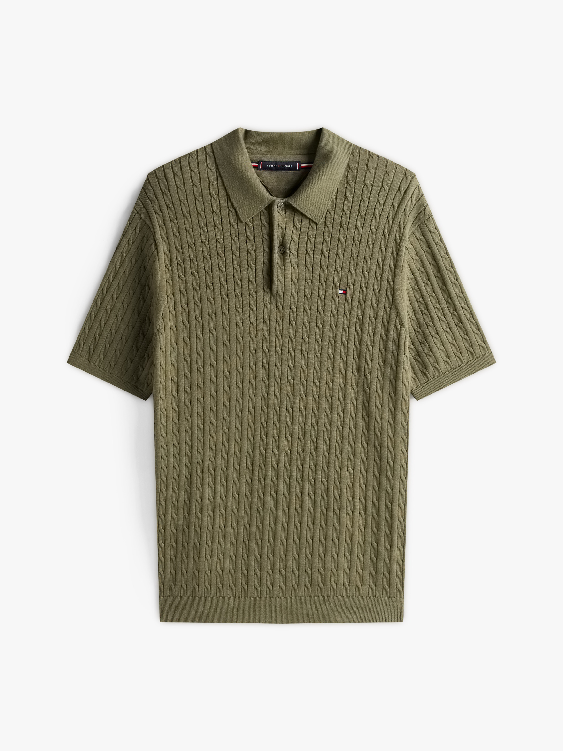 Regular Fit Cable Knit Polo Shirt Polo Shirts Tommy Hilfiger