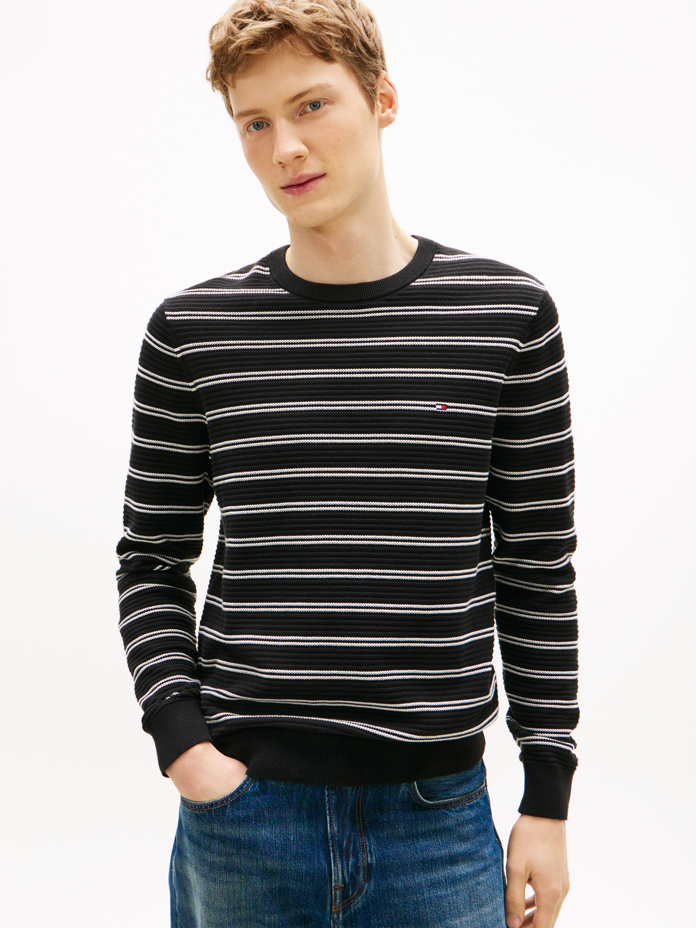 Textured Knit Crew Neck Jumper