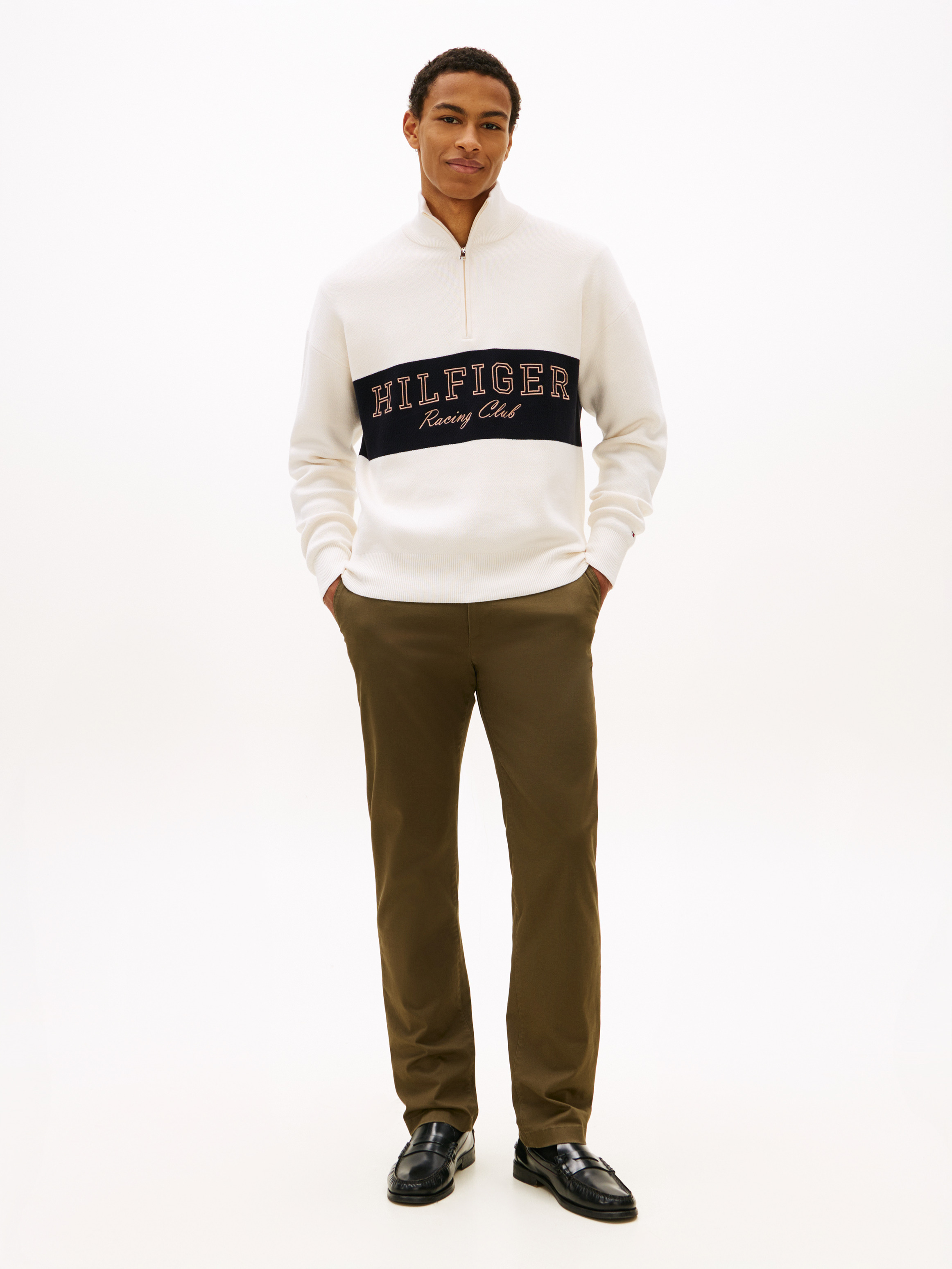 Relaxed Quarter-Zip Mock Neck Jumper | Knitwear | Tommy Hilfiger