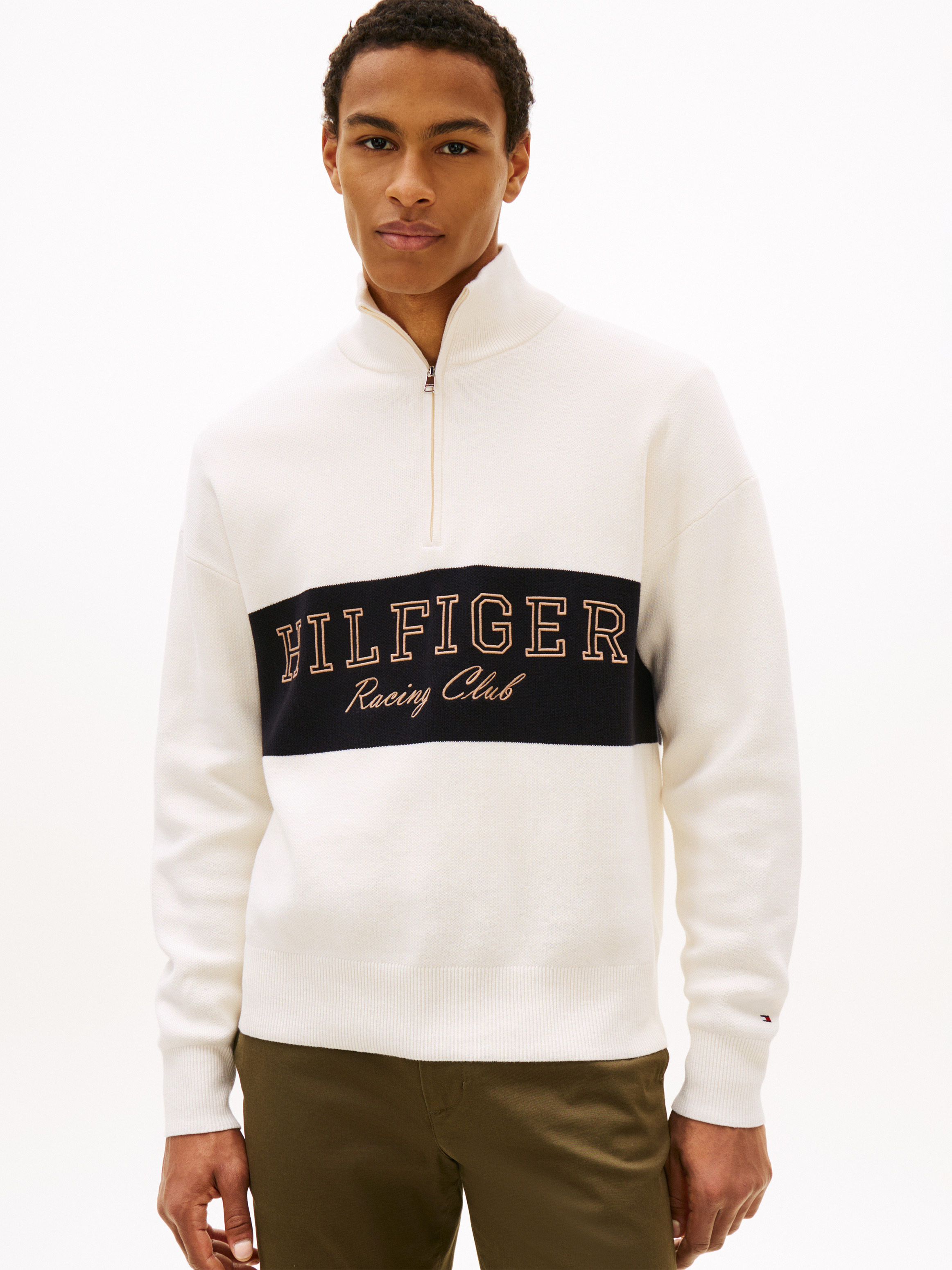 Relaxed Quarter-Zip Mock Neck Jumper
