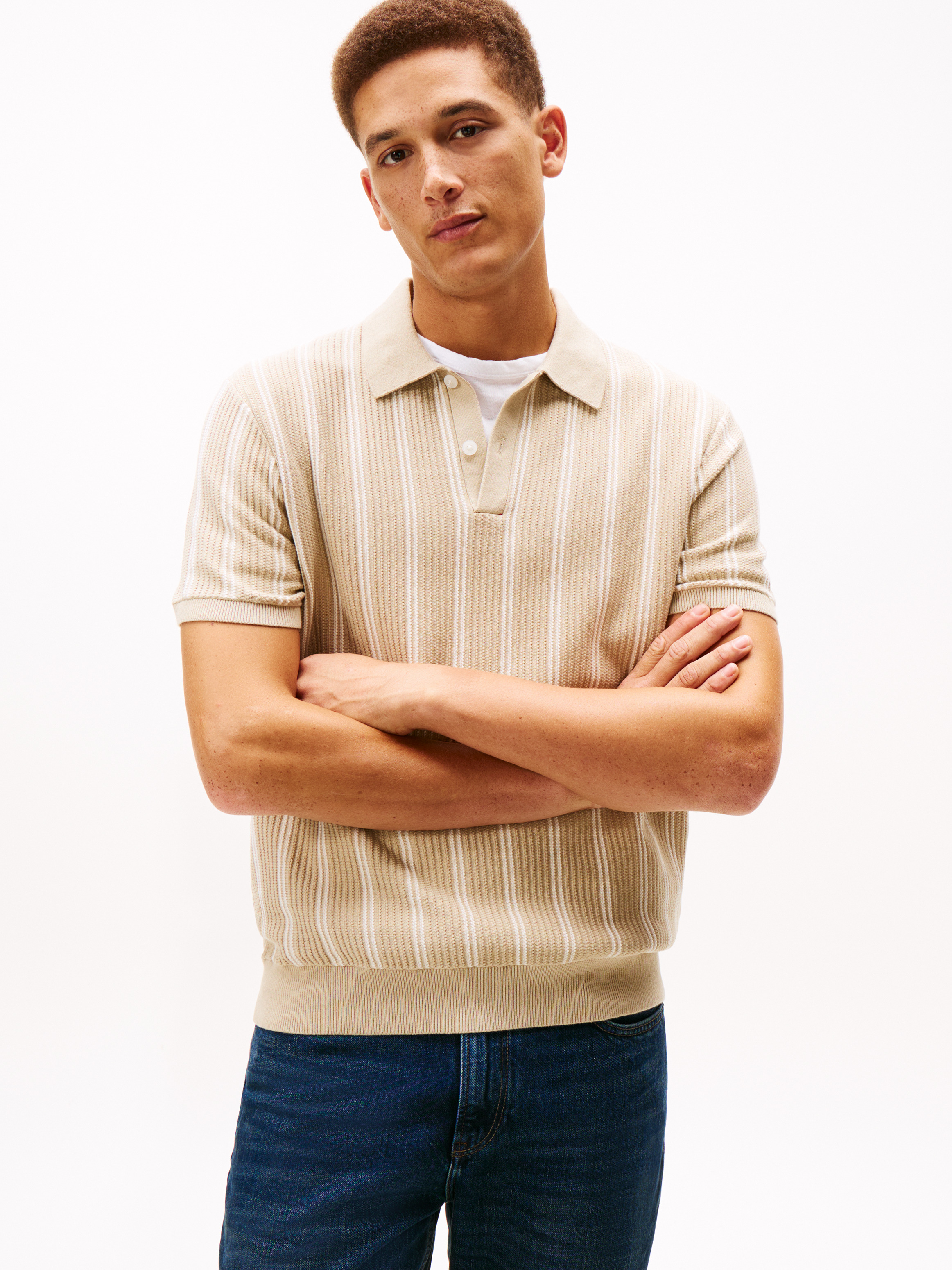 Knitted Stripe Polo