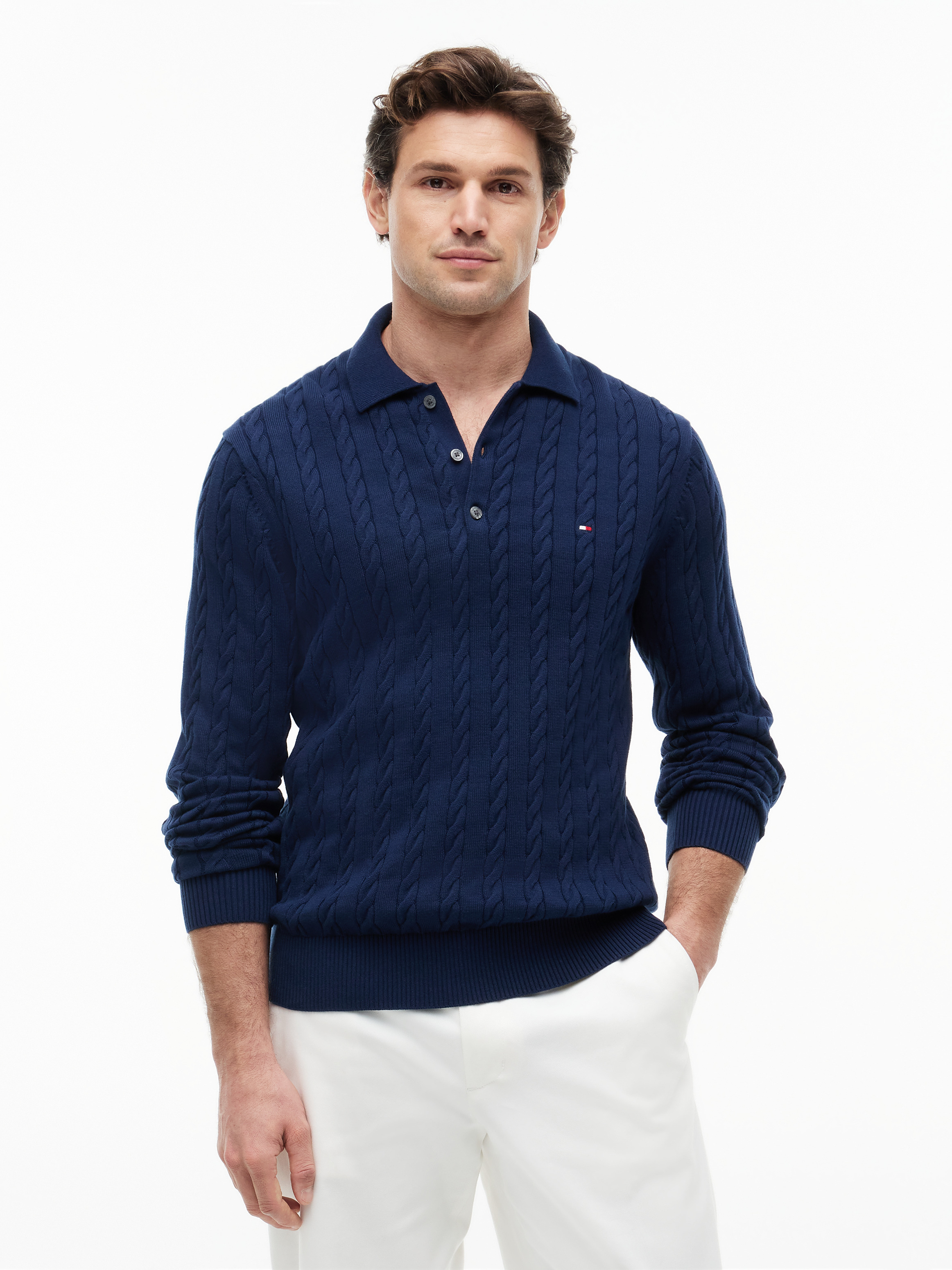 Cable Knit Polo Jumper