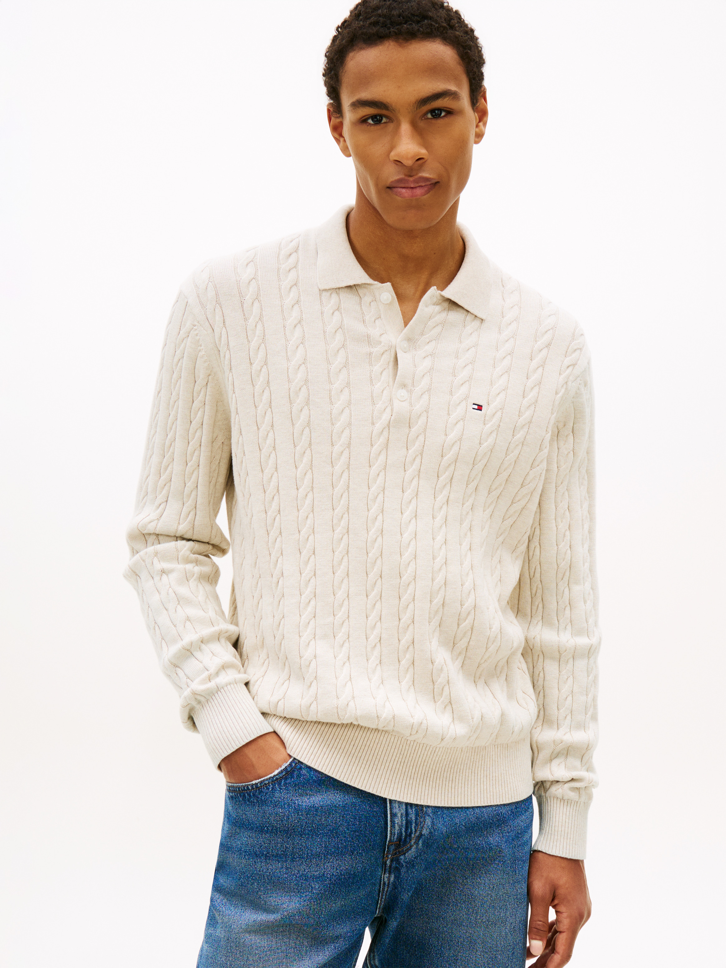 Cable Knit Polo Jumper