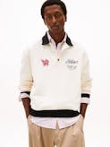 Logo Applique Rugby Collar Sweatshirt