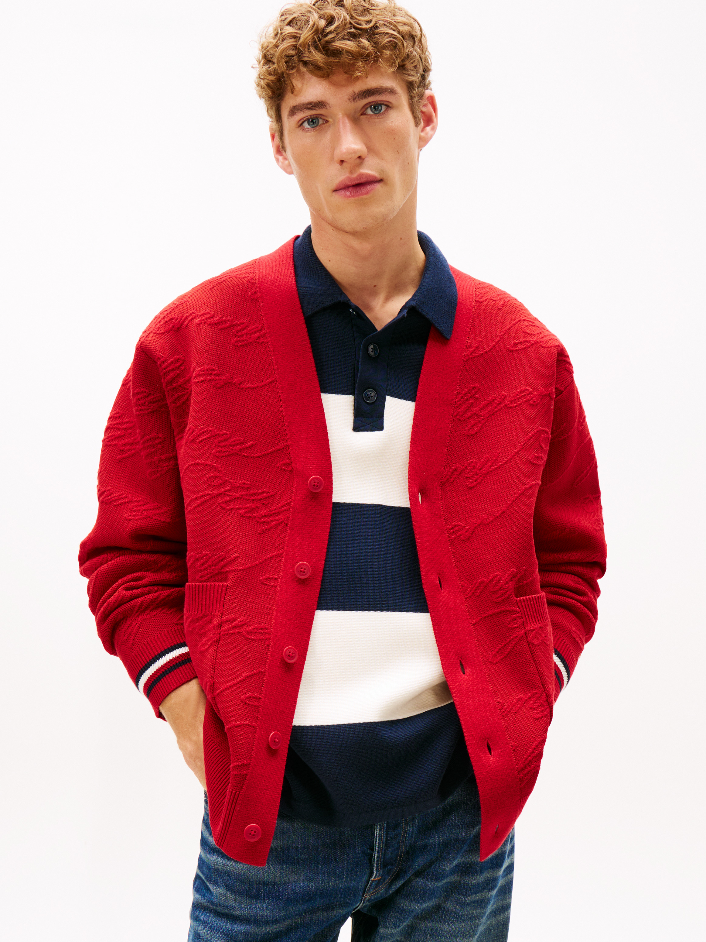 Jacquard V-Neck Cardigan