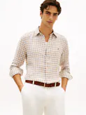 Regular Fit Gingham Check Pure Linen Shirt