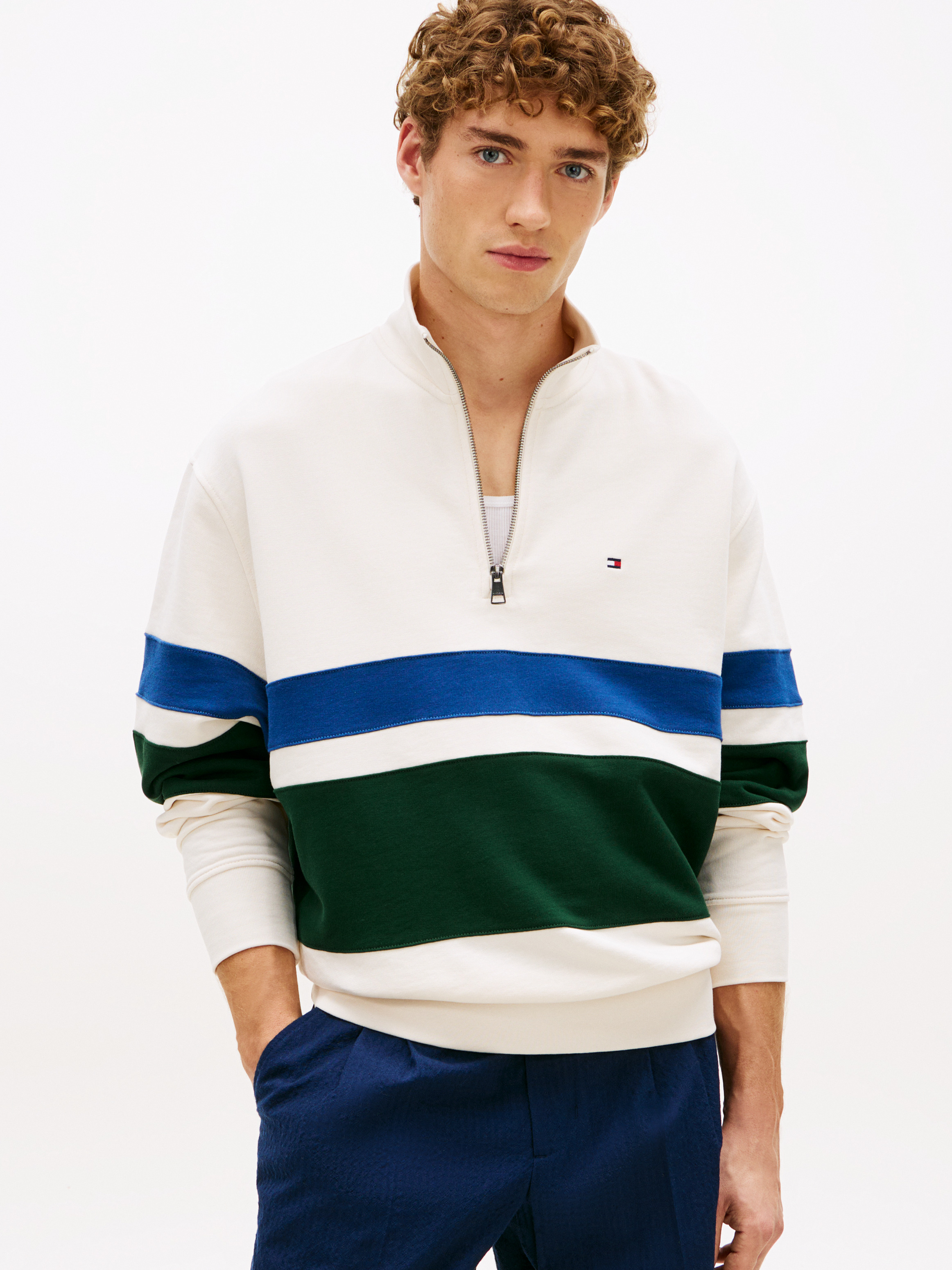 Stripe Relaxed Quarter-Zip Jumper