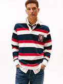 Logo Applique Stripe Relaxed Rugby Shirt