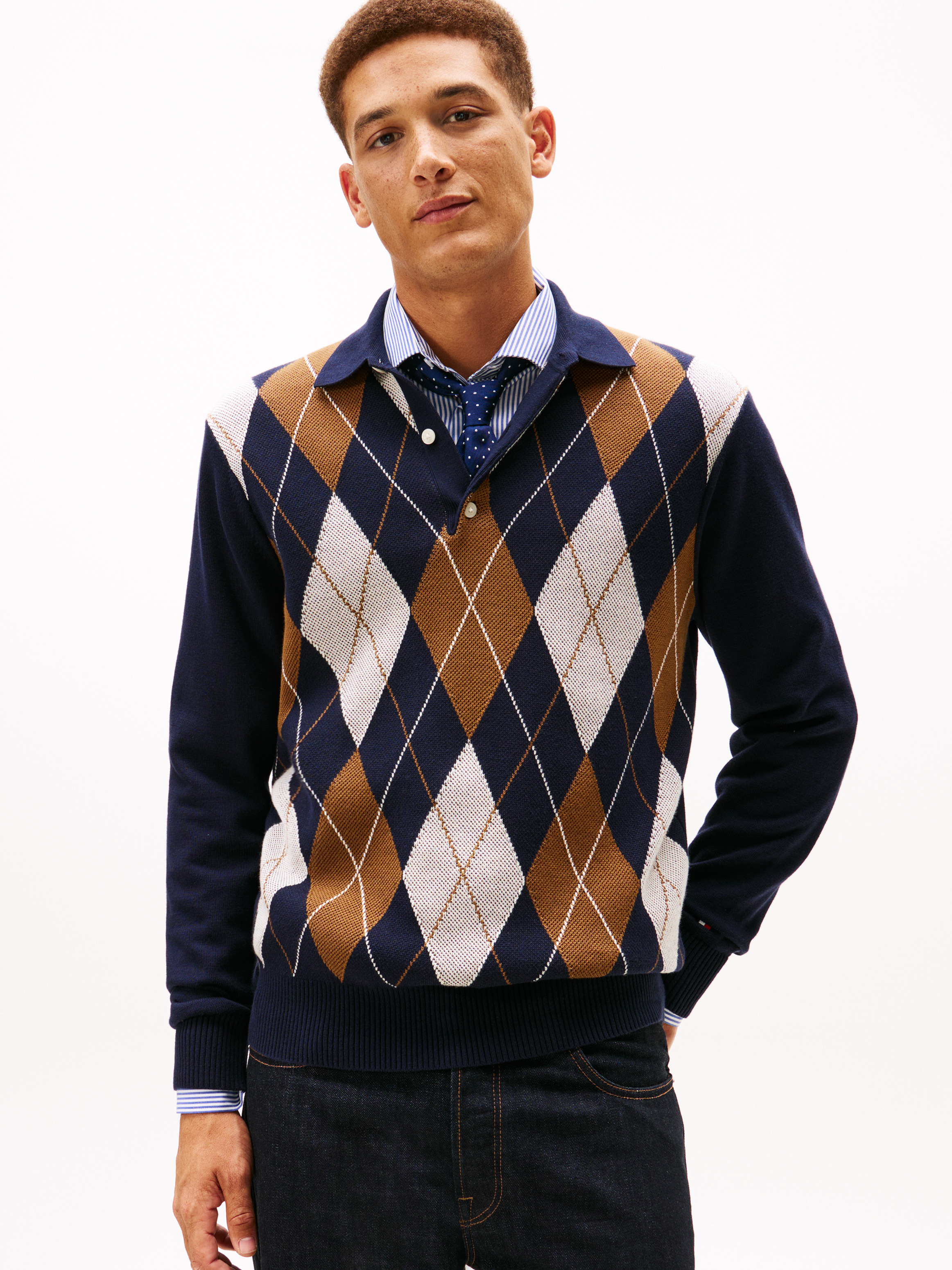 Argyle Rugby Collar Jumper