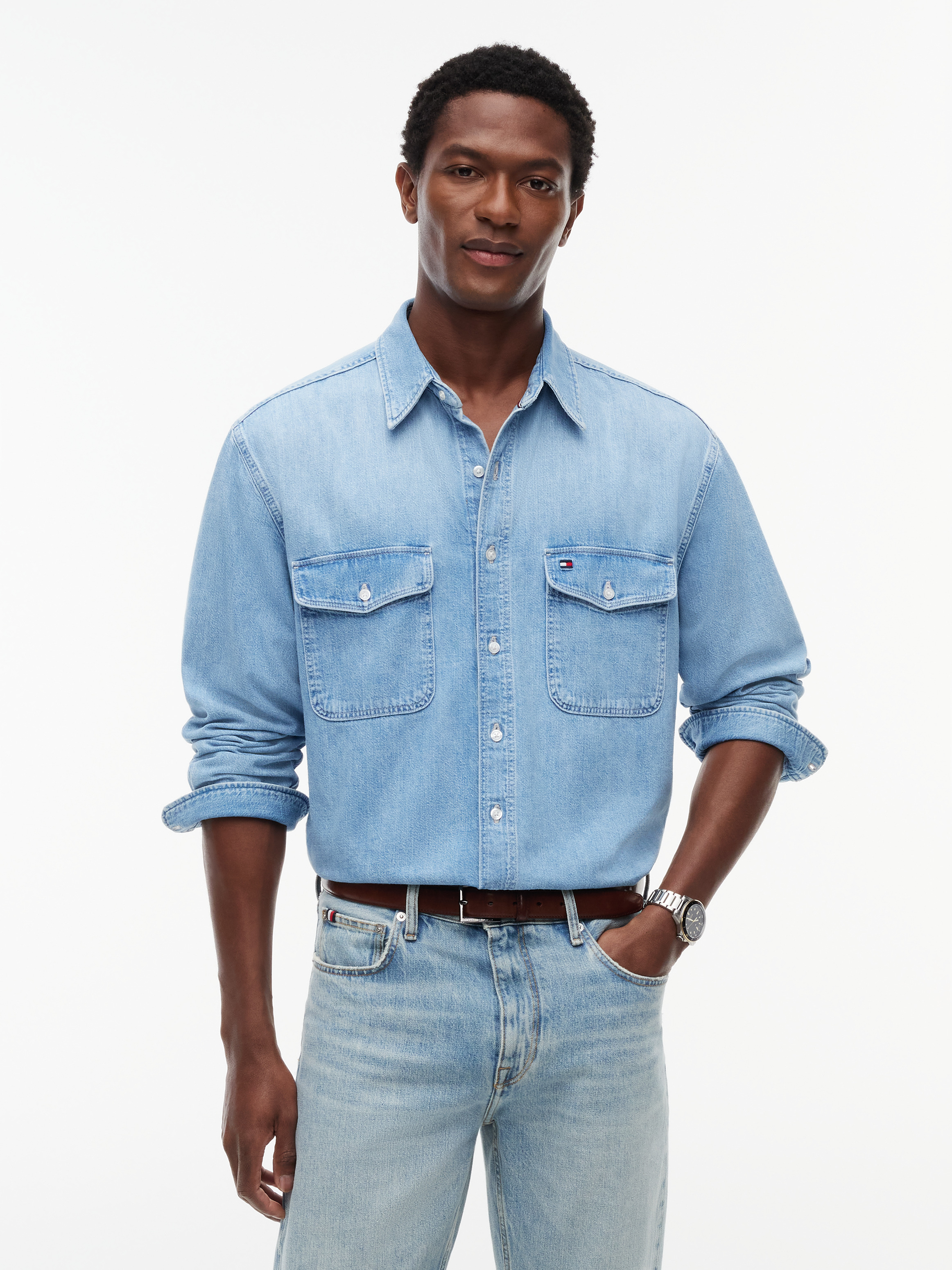 Relaxed Fit Faded Denim Shirt