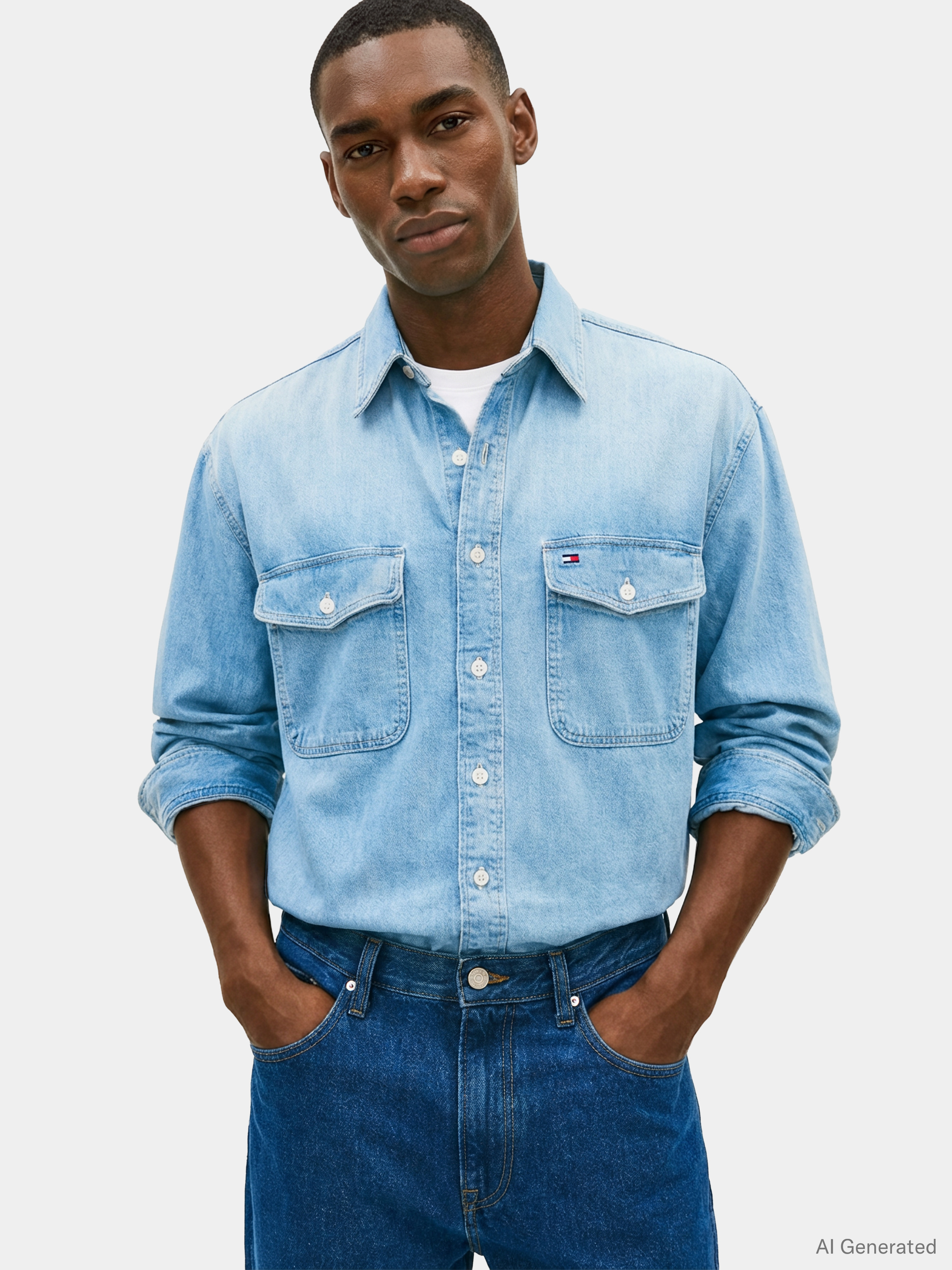 Relaxed Fit Faded Denim Shirt