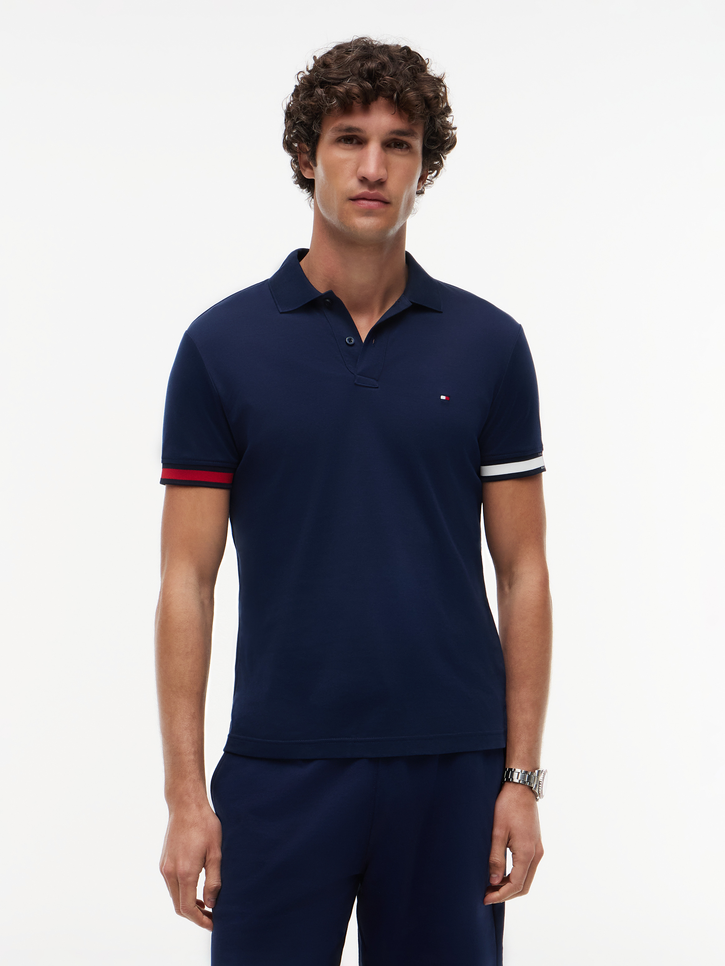 Slim Fit Interlock Knit Tipped Polo Shirt