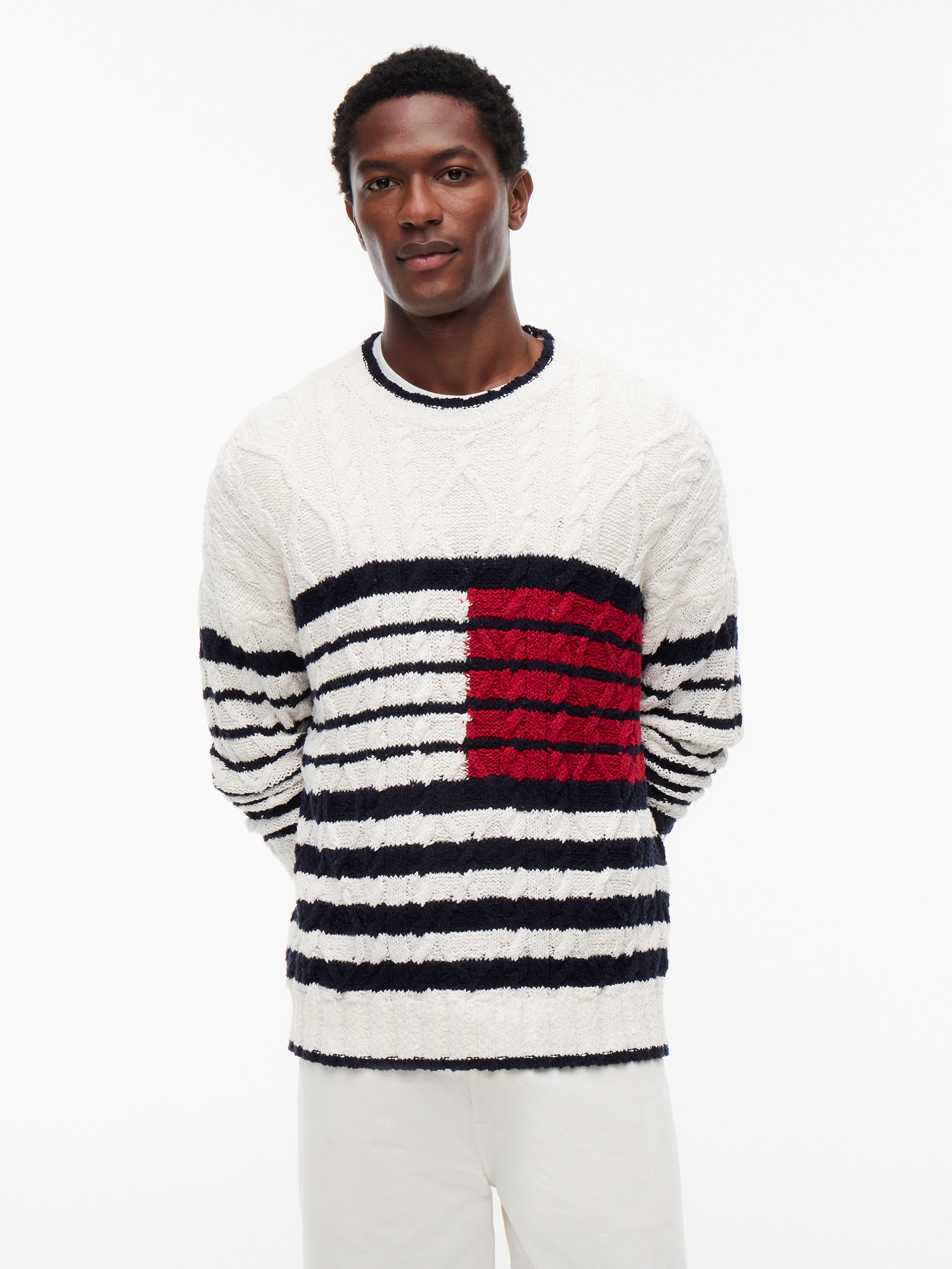 Cable Knit Breton Stripe Flag Jumper