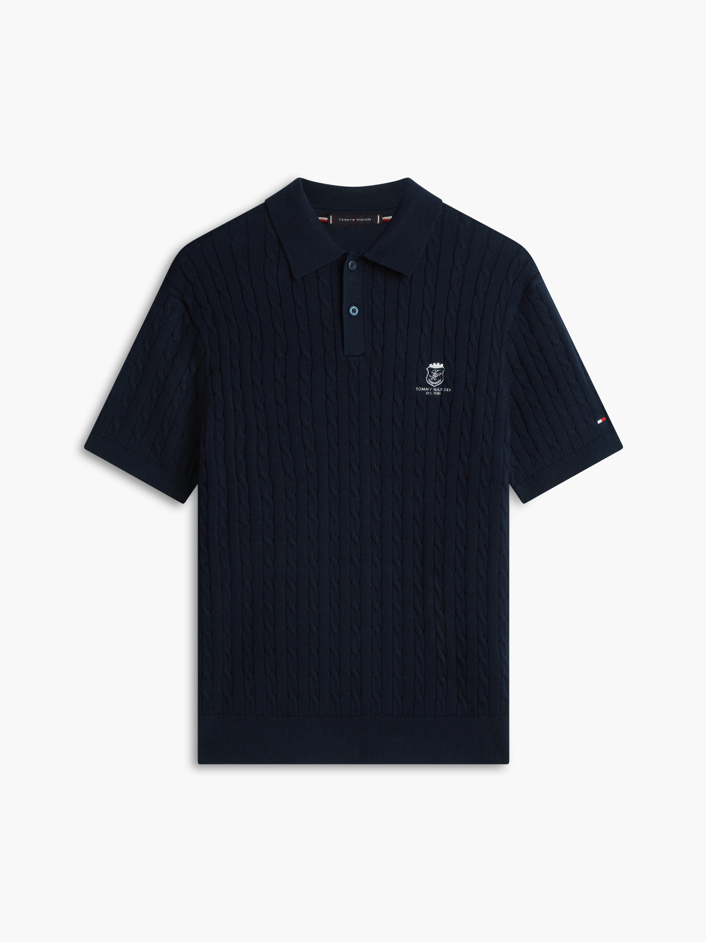 Regular Fit Embroidery Cable Knit Polo Shirt | Knitwear | Tommy