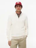 Textured Half-Zip Mock Neck Jumper