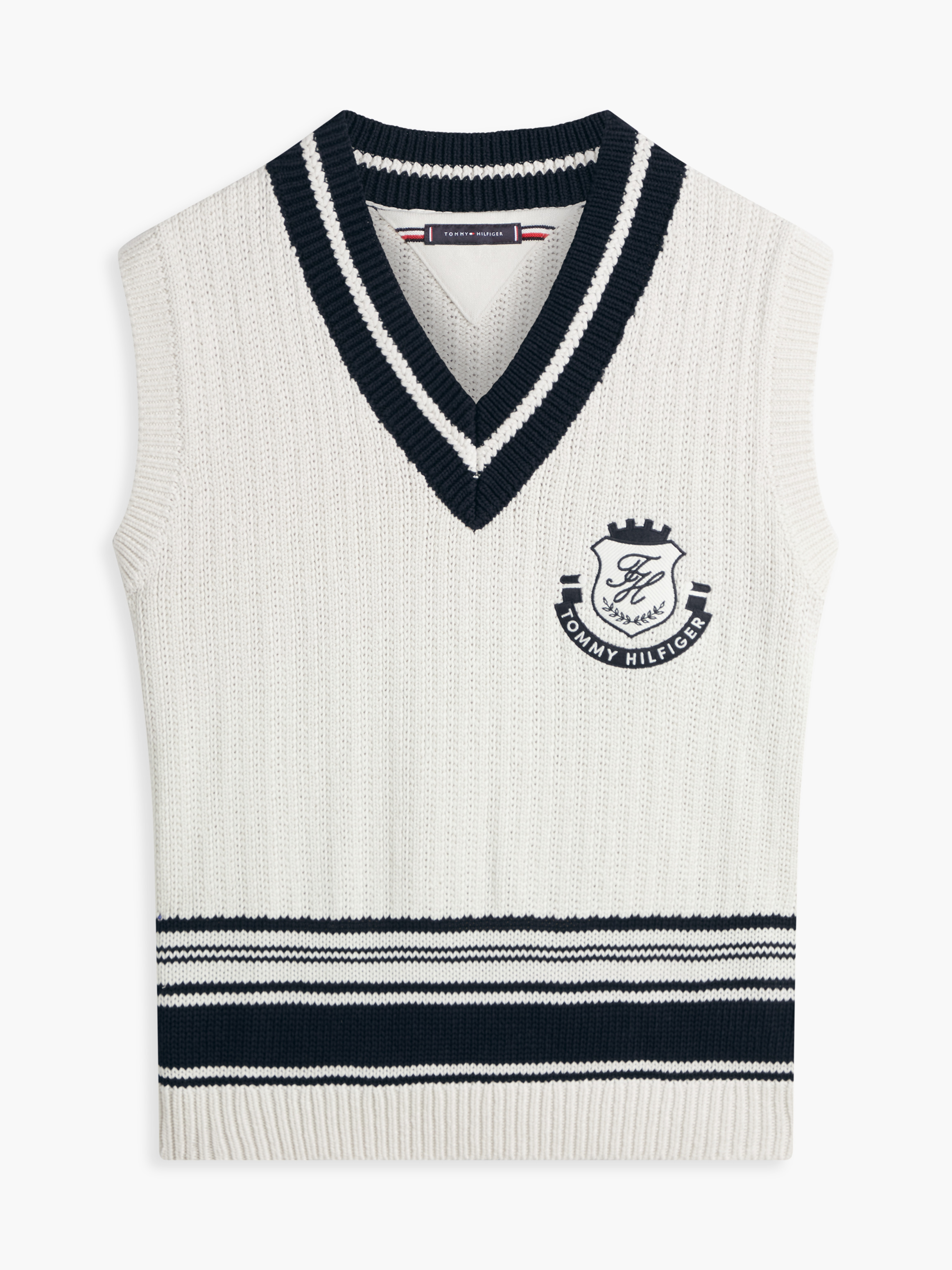 Relaxed Crest Appliqué V-Neck Sweater Vest | Knitwear | Tommy Hilfiger