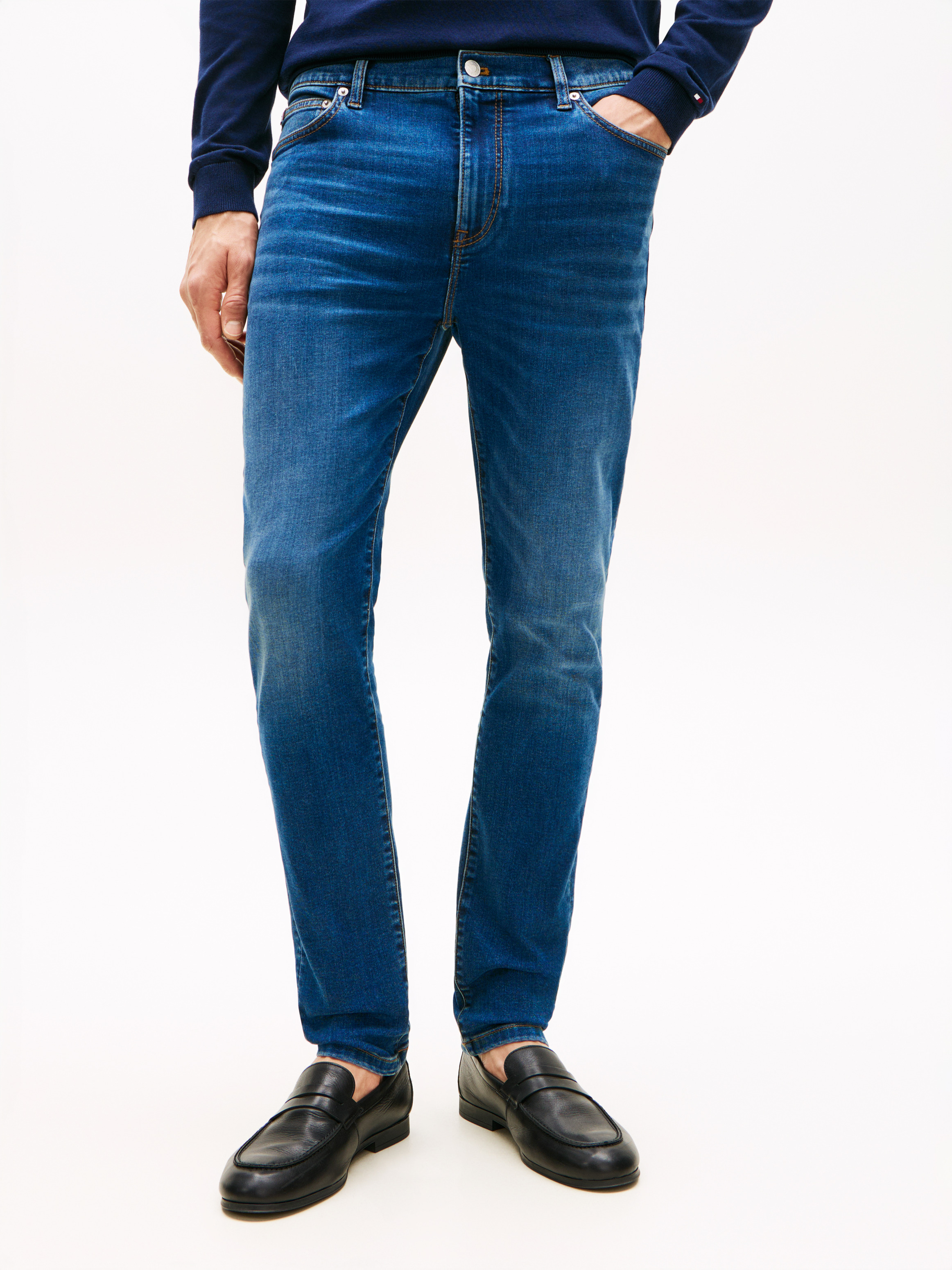 Bleecker Whiskered Five-Pocket Slim Jeans