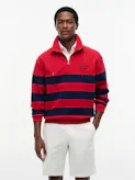Stripe Mock Neck Quarter-Zip Sweatshirt