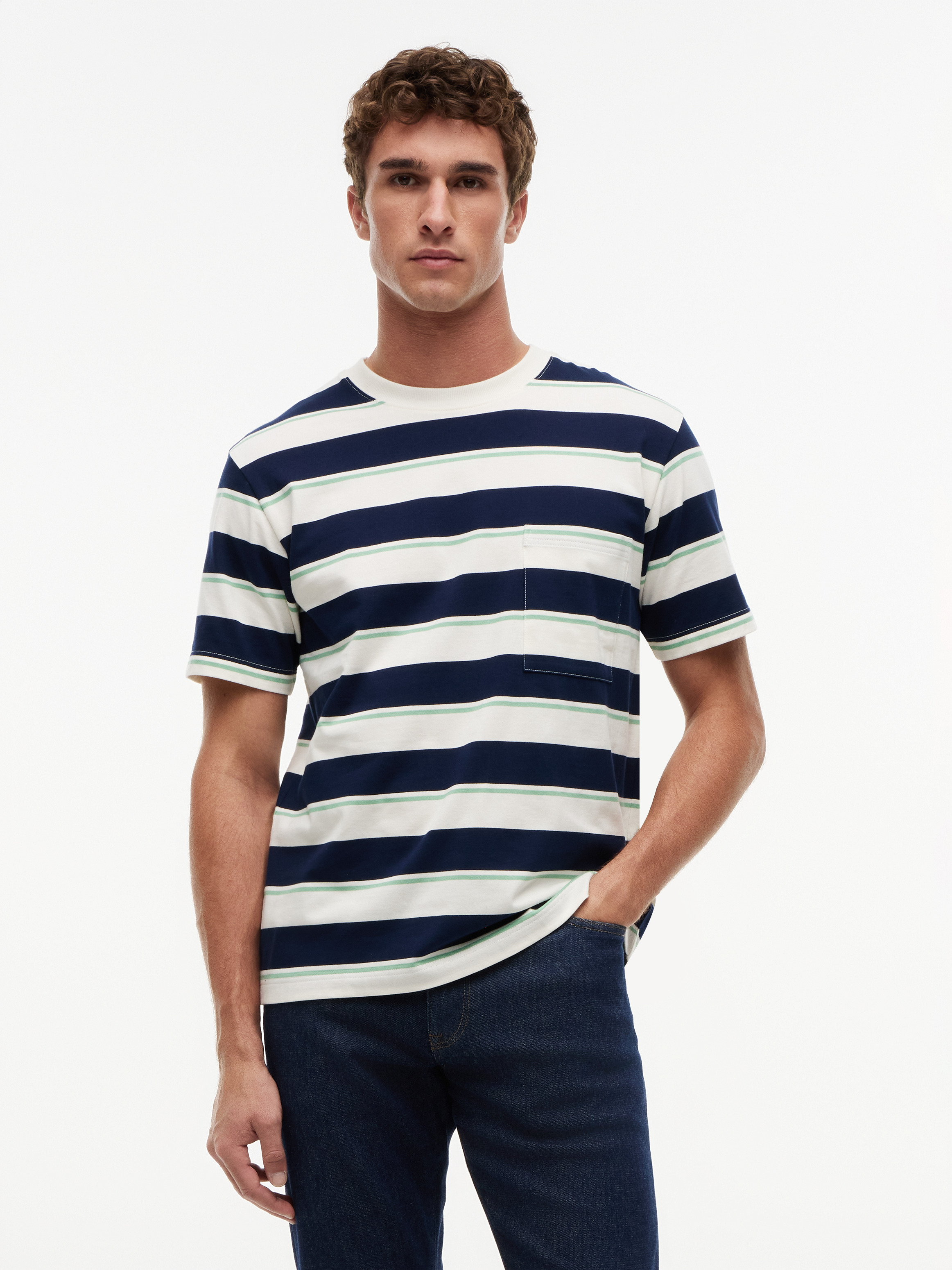 Mixed Stripe Relaxed Jersey T-Shirt