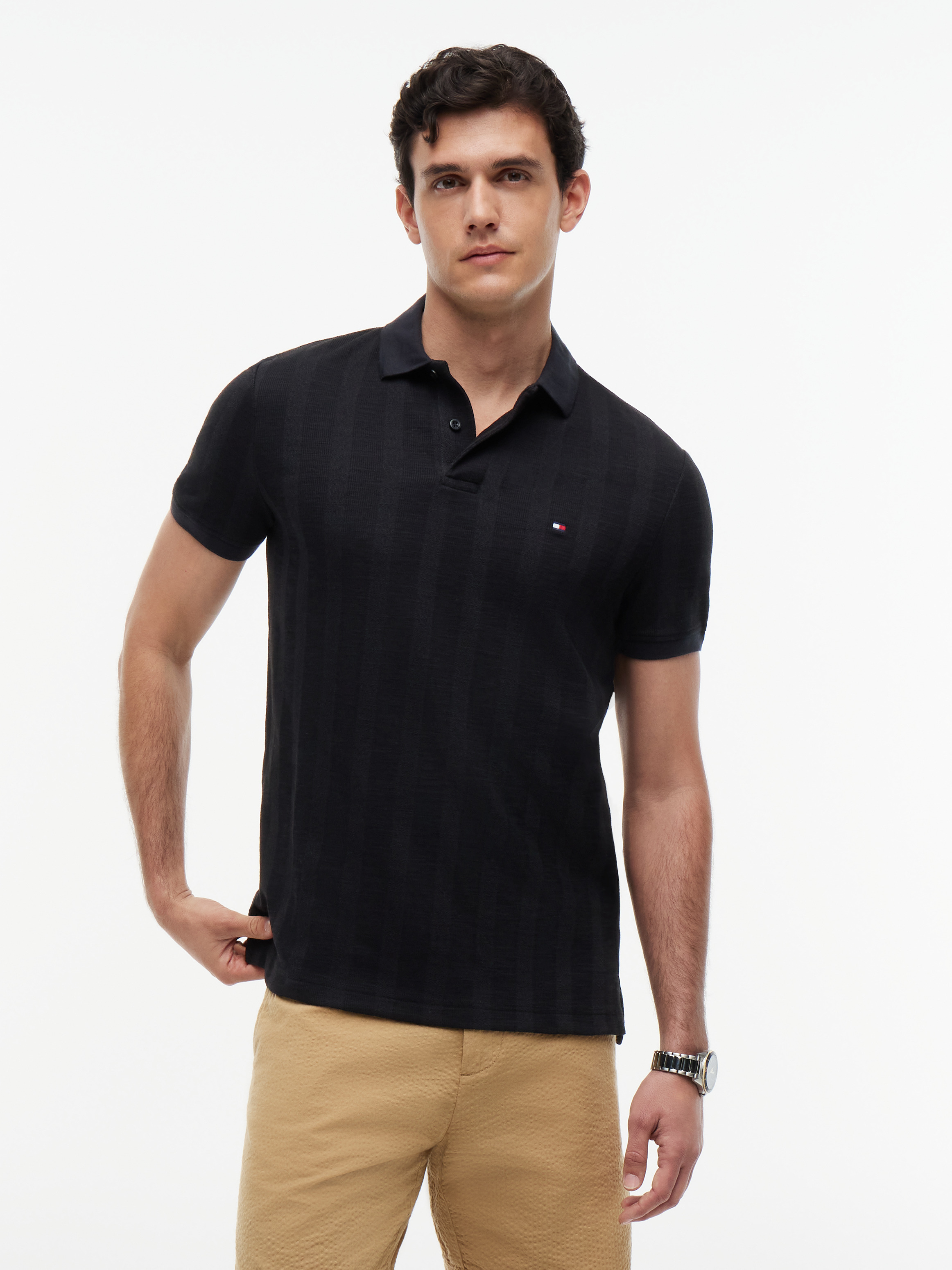 Regular Fit Tonal Stripe Polo Shirt