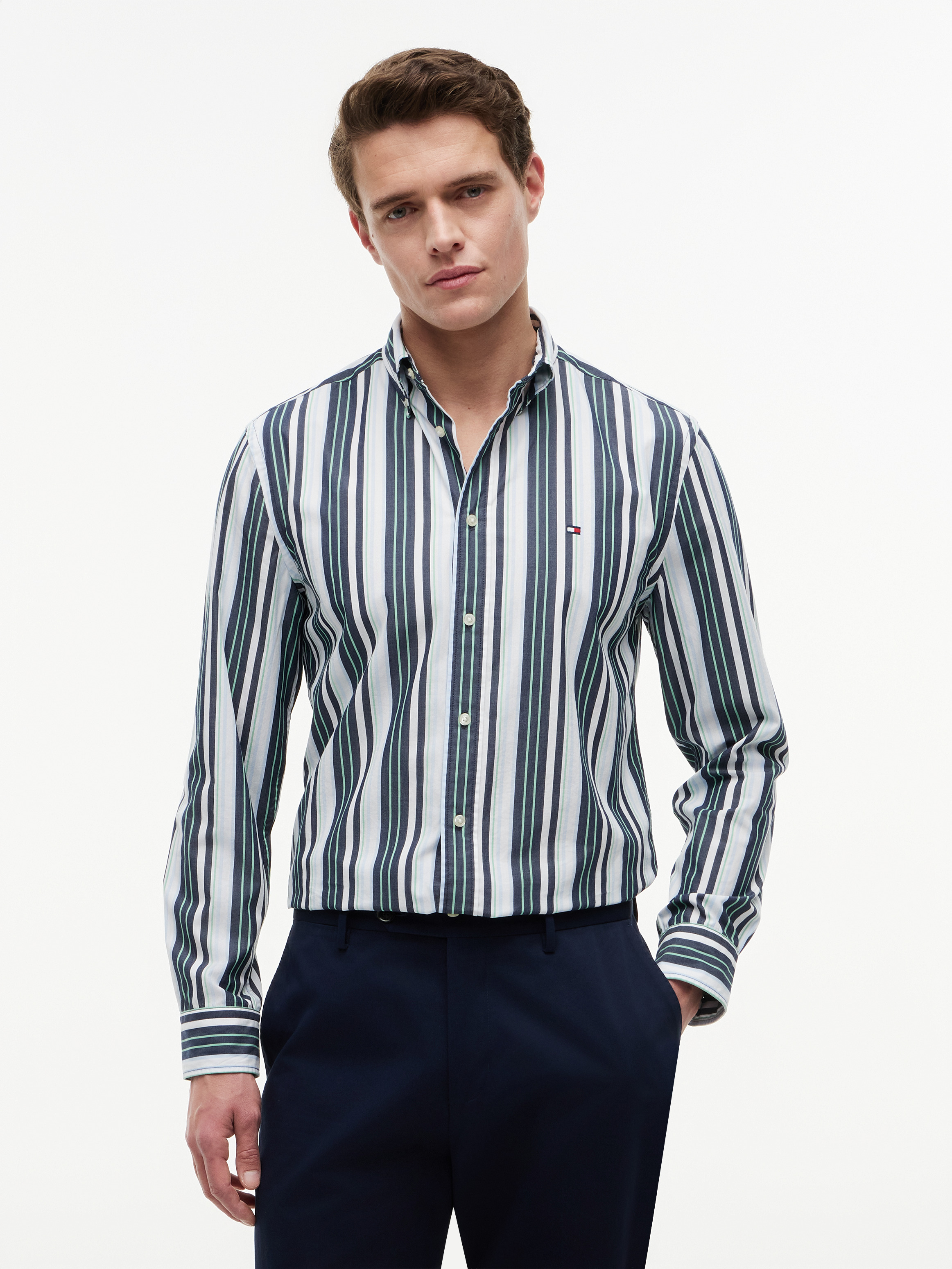 Cotton Poplin Striped Shirt