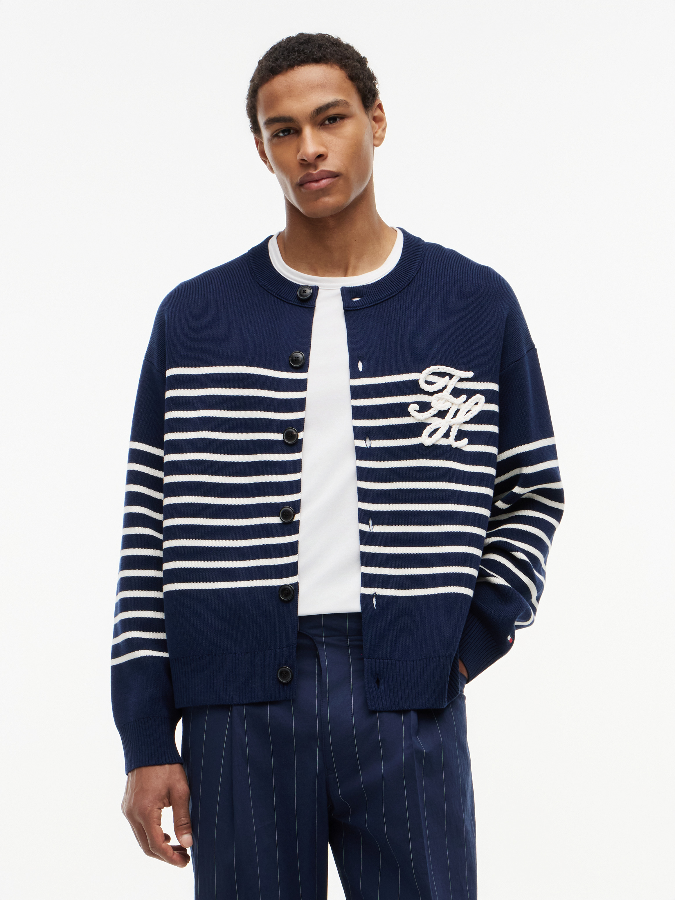 Breton Crew Neck Cardigan