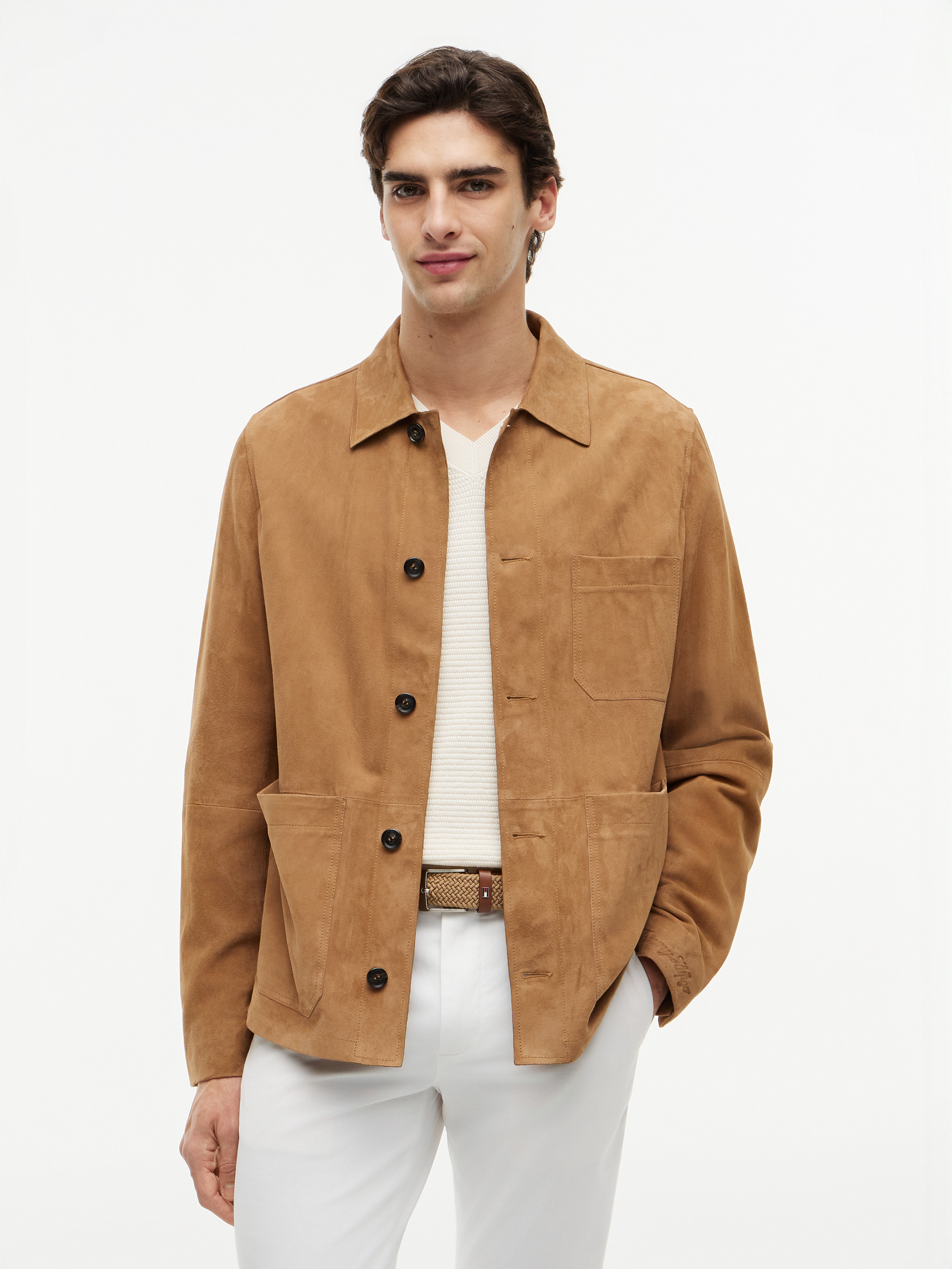 Suede Embossed Logo Chore Jacket