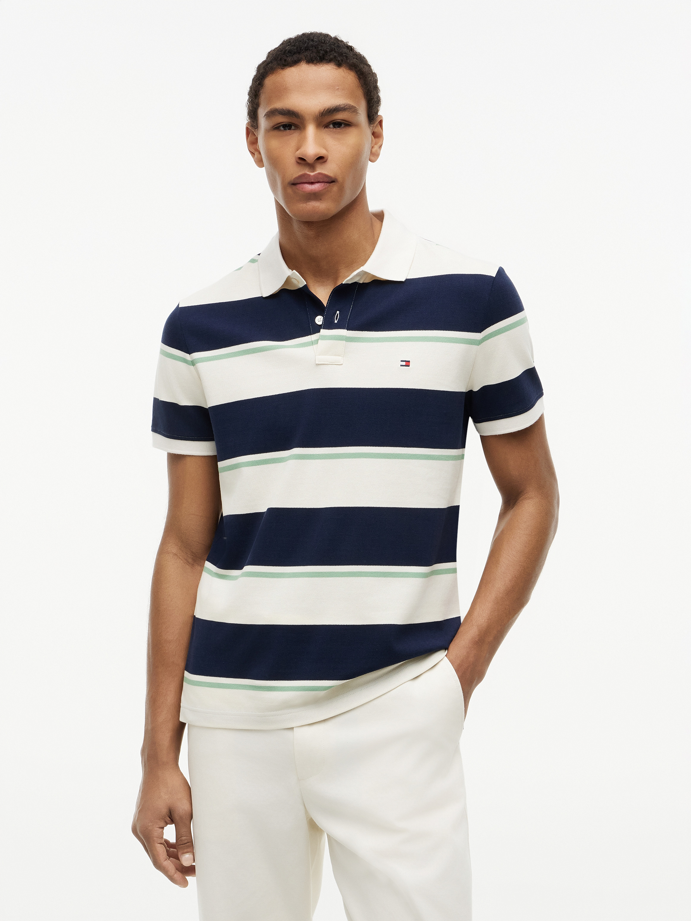 Regular Fit Pique Stripe Polo Shirt