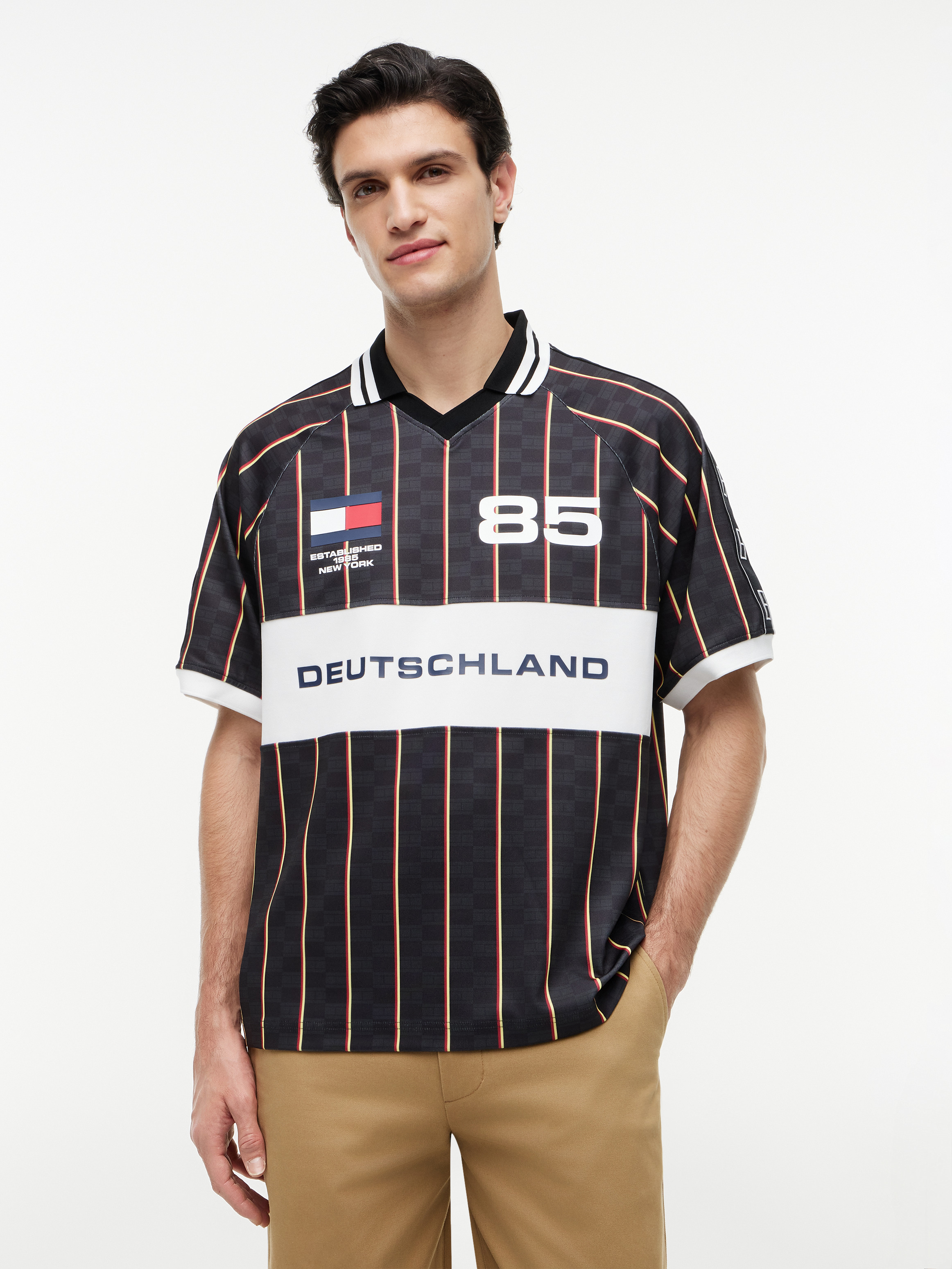 Geometric Flag Print Short Sleeve Rugby Shirt